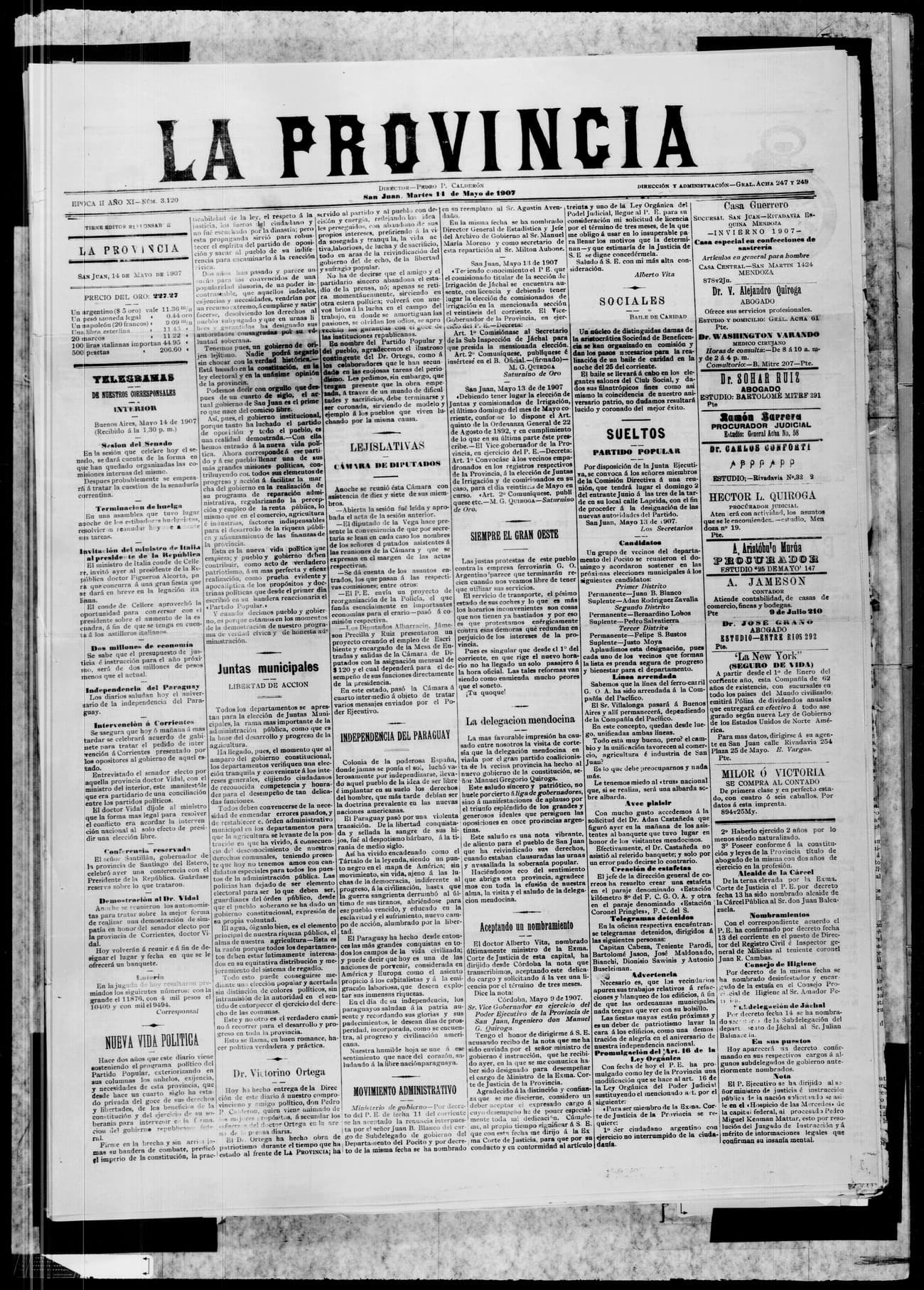Portada · 14 de Mayo de 1907