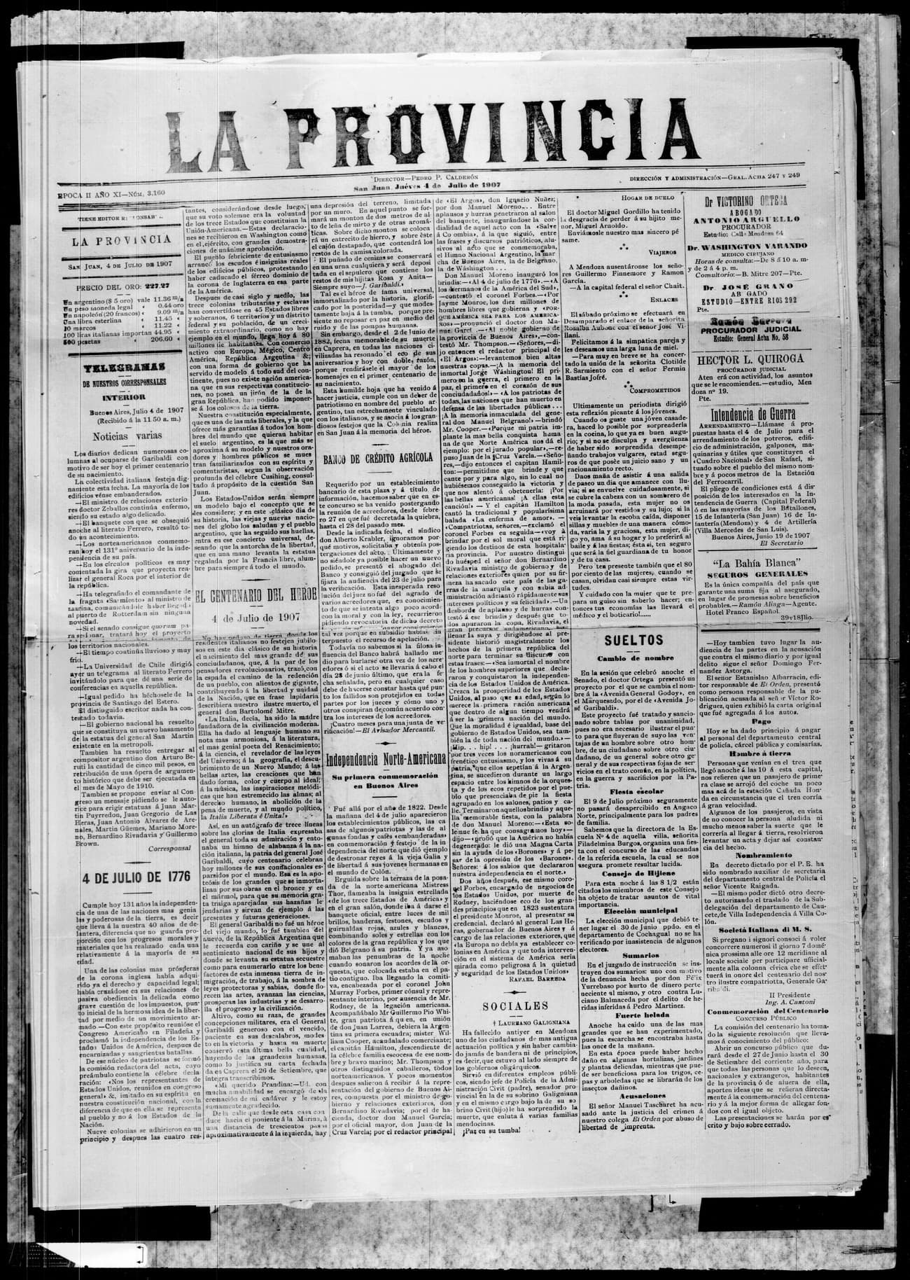 Portada · 4 de Julio de 1907