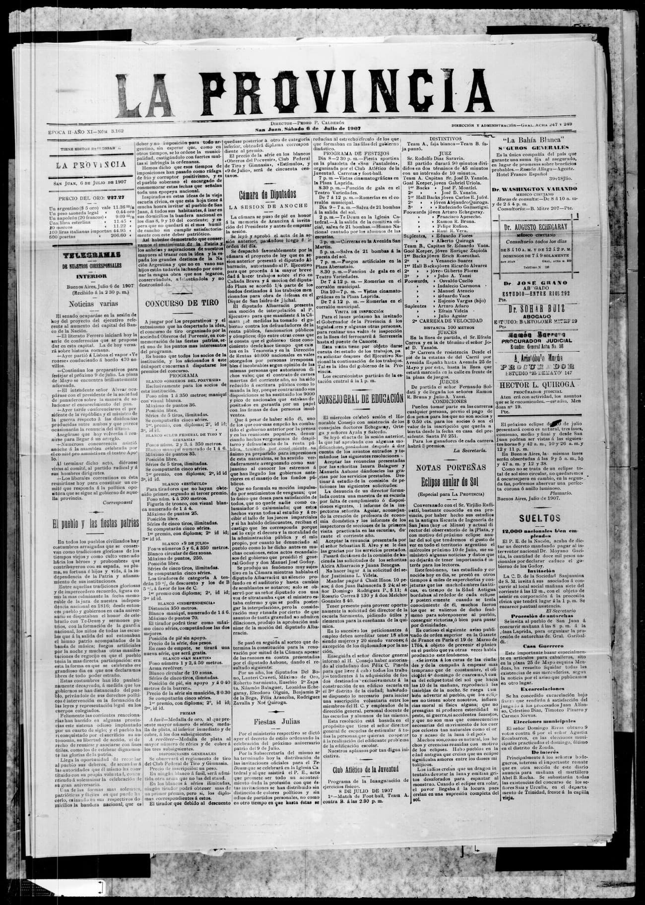 Portada · 6 de Julio de 1907