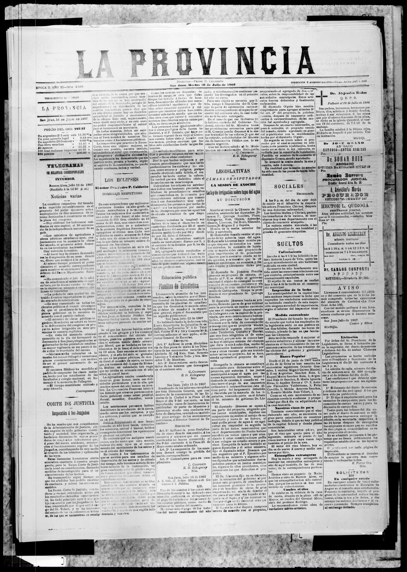 Portada · 16 de Julio de 1907