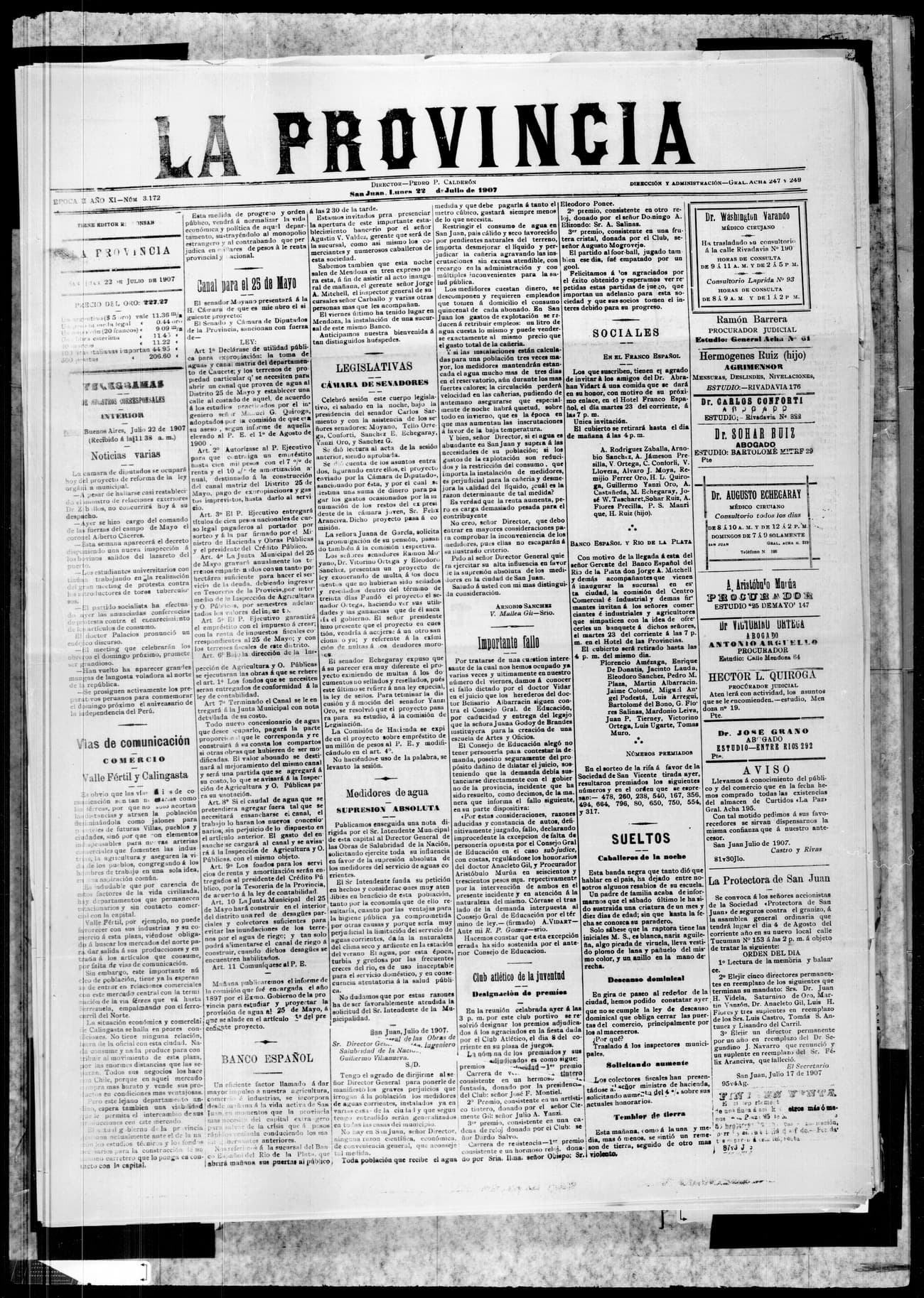 Portada · 22 de Julio de 1907