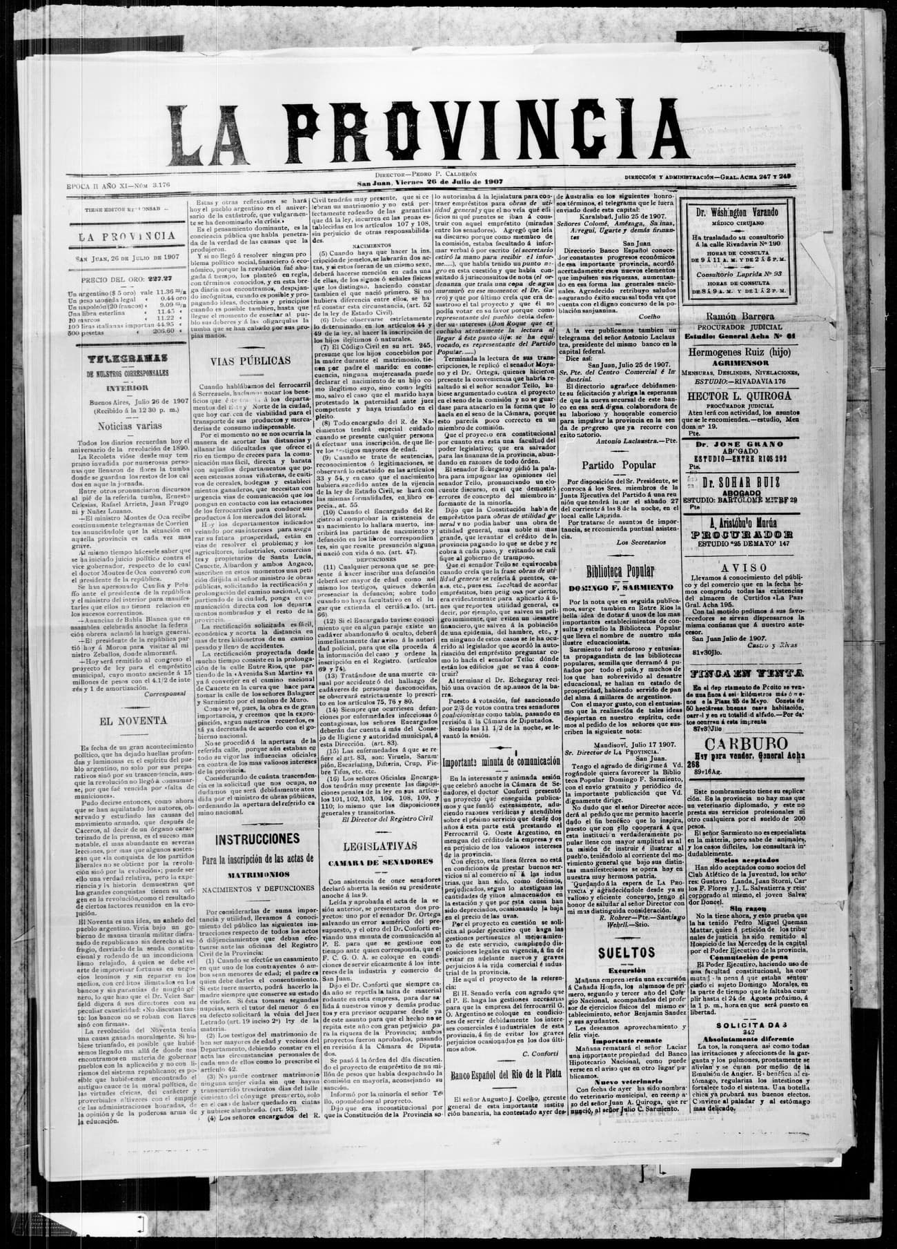 Portada · 26 de Julio de 1907