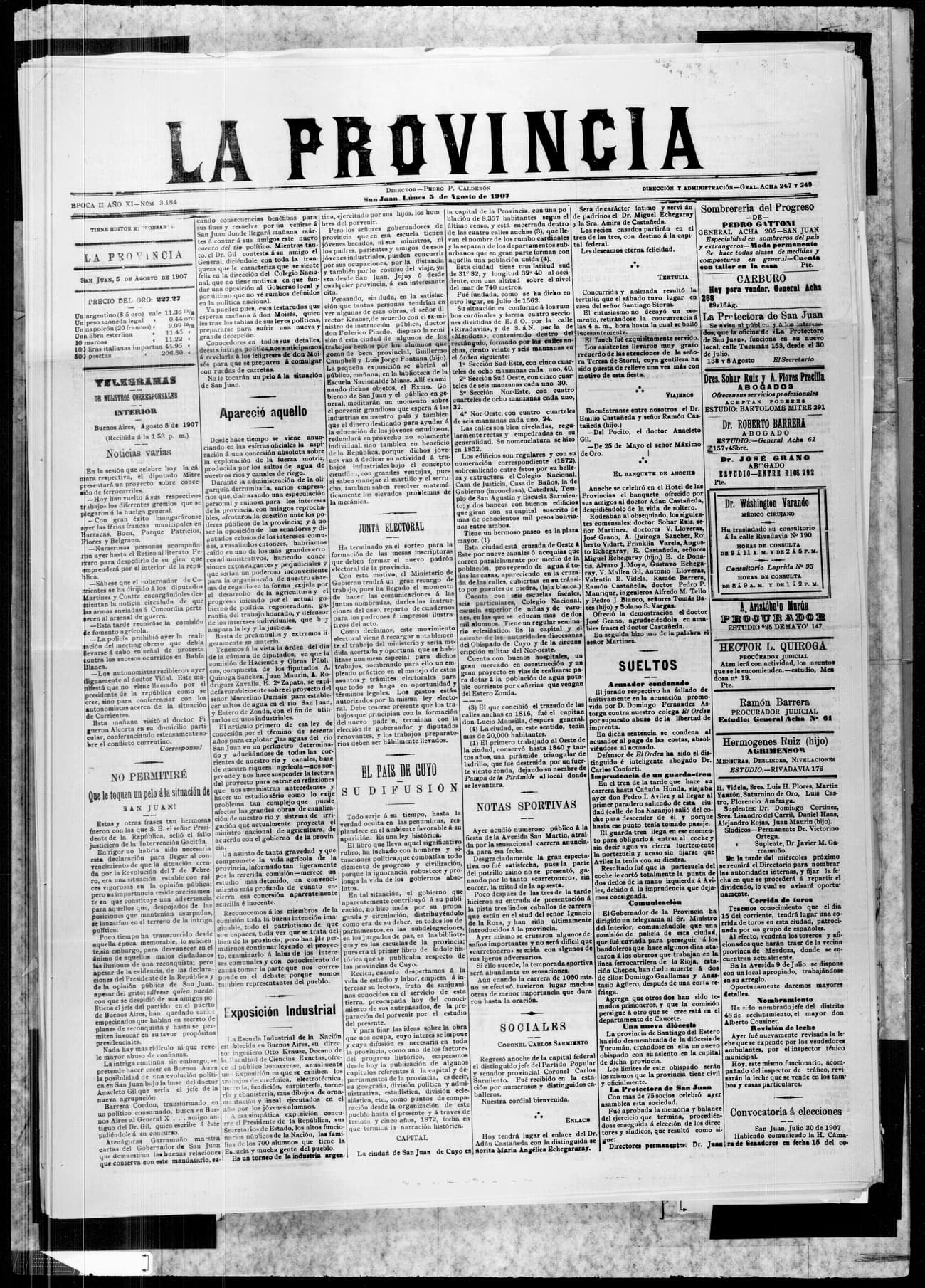 Portada · 5 de Agosto de 1907