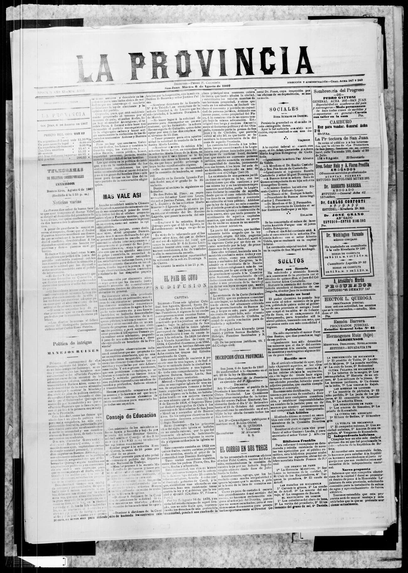 Portada · 6 de Agosto de 1907