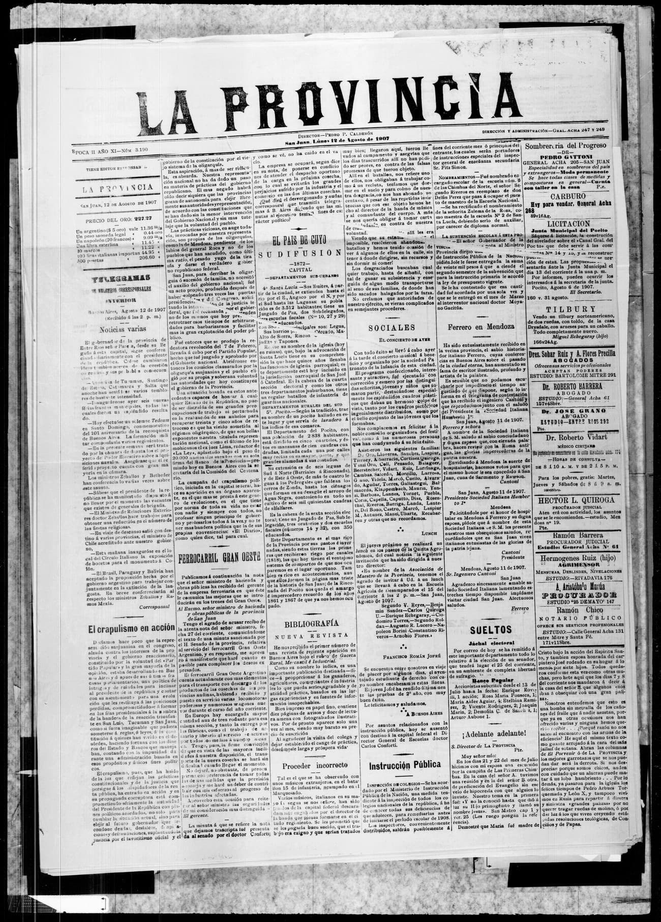 Portada · 12 de Agosto de 1907