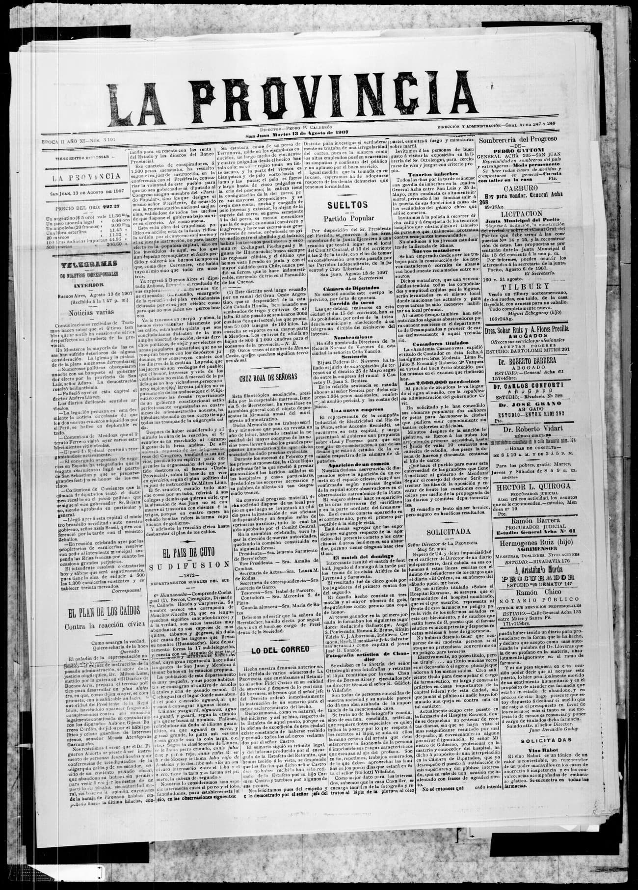 Portada · 13 de Agosto de 1907