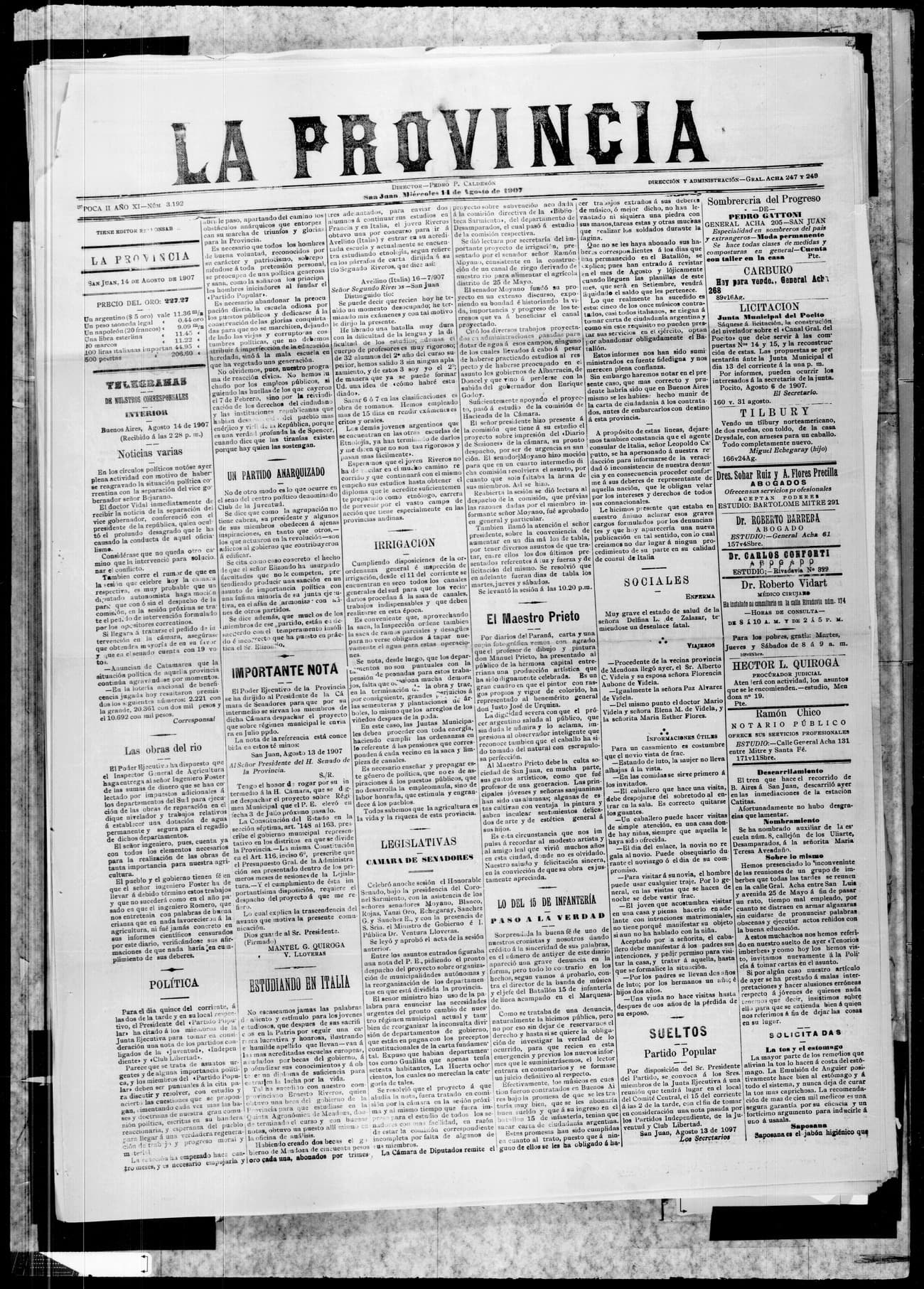 Portada · 14 de Agosto de 1907