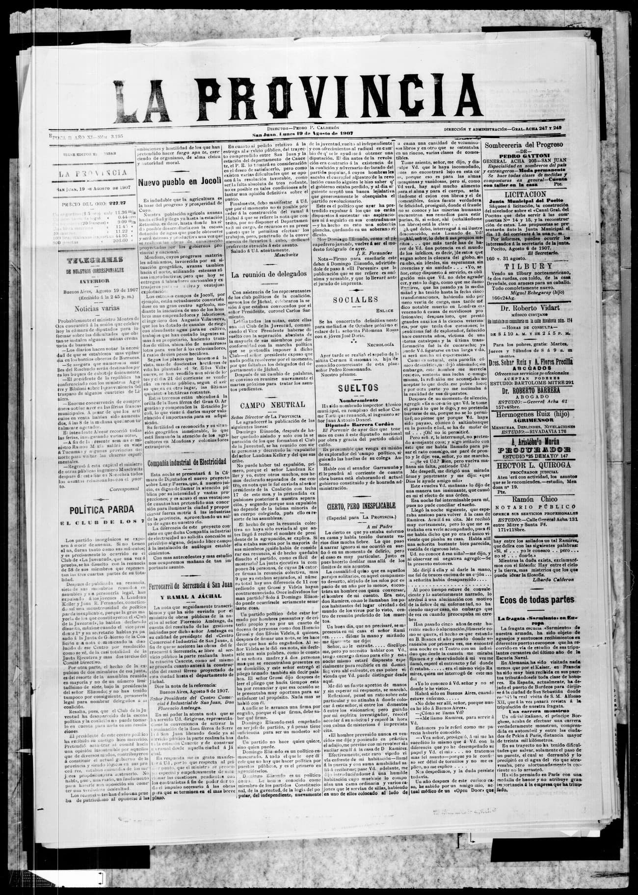 Portada · 19 de Agosto de 1907