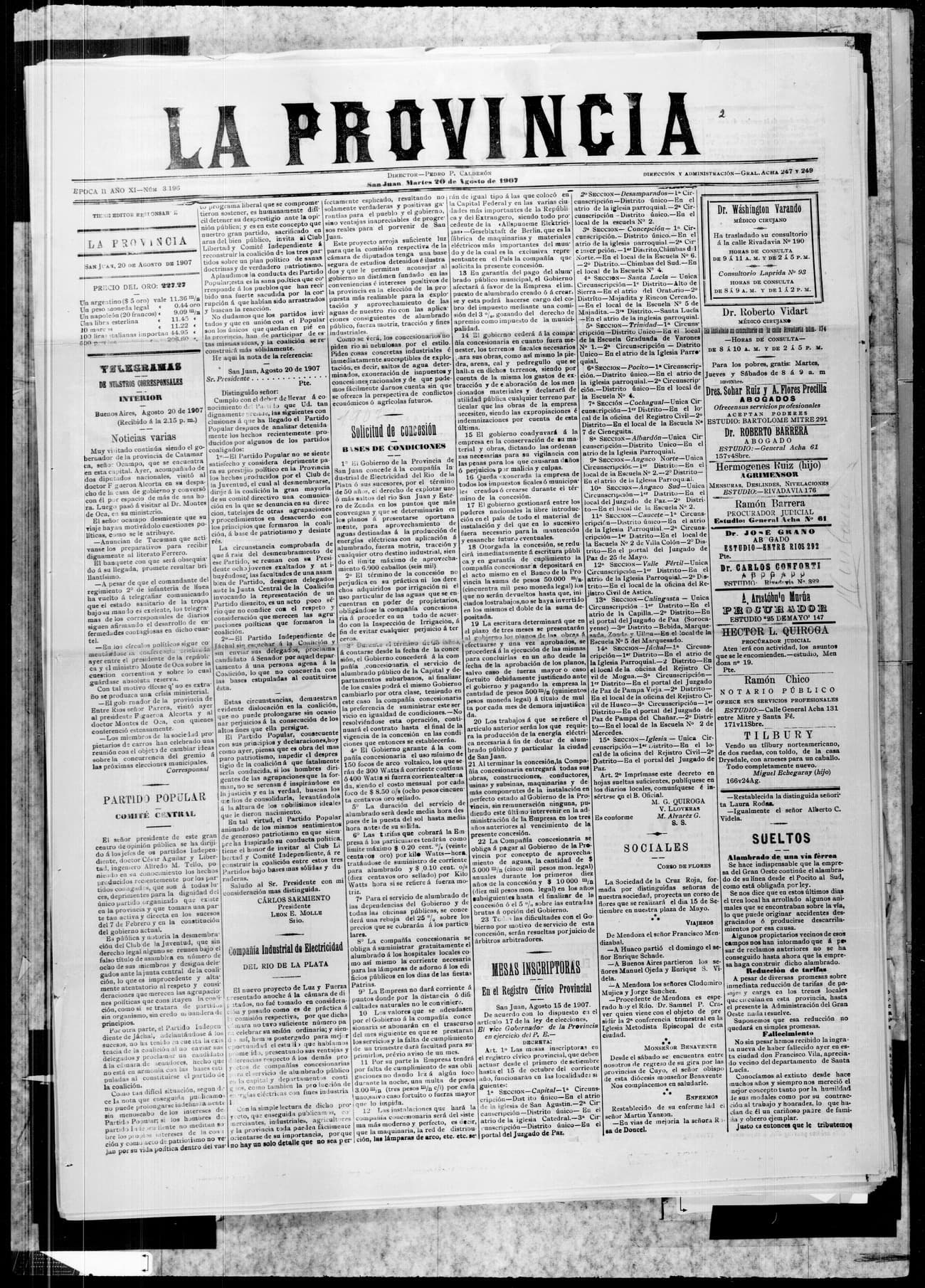Portada · 20 de Agosto de 1907