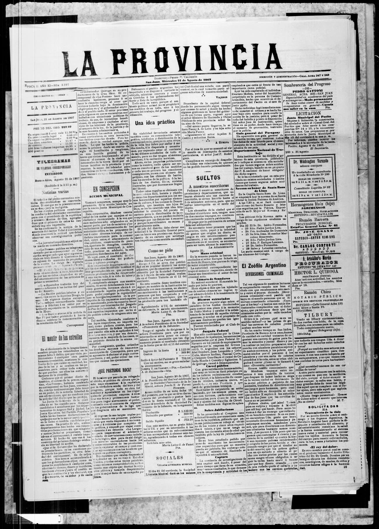 Portada · 21 de Agosto de 1907