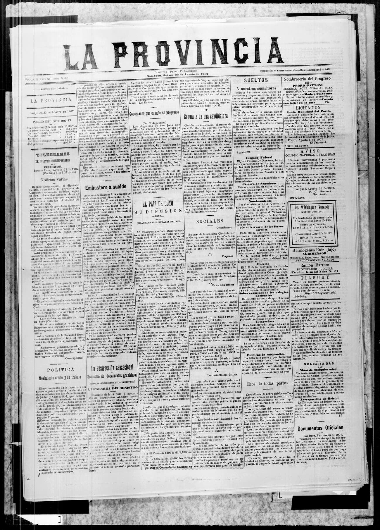 Portada · 22 de Agosto de 1907