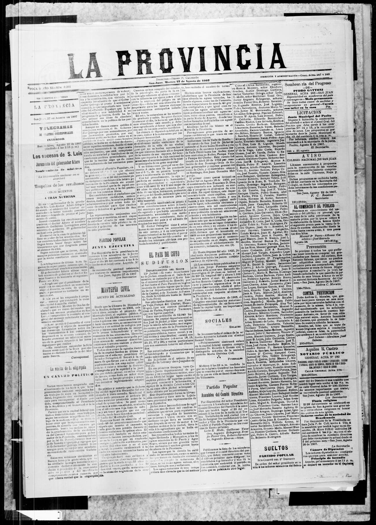 Portada · 27 de Agosto de 1907