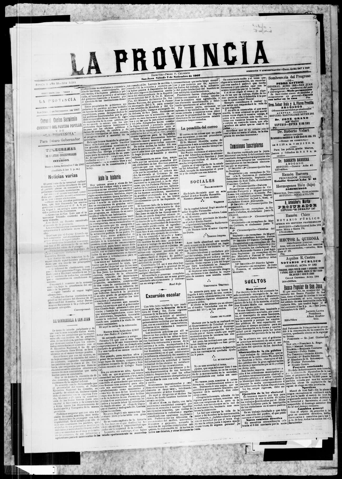 Portada · 7 de Septiembre de 1907
