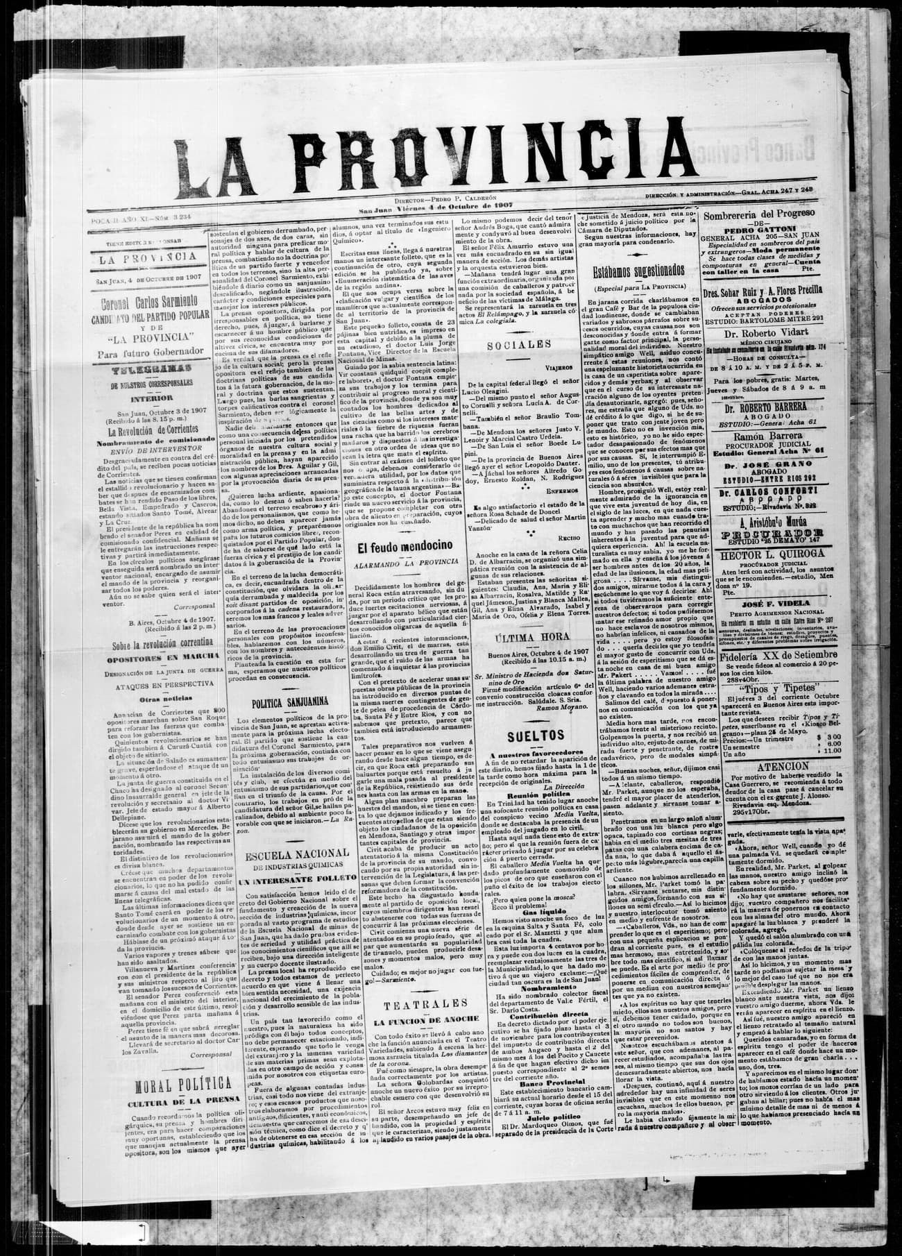 Portada · 4 de Octubre de 1907