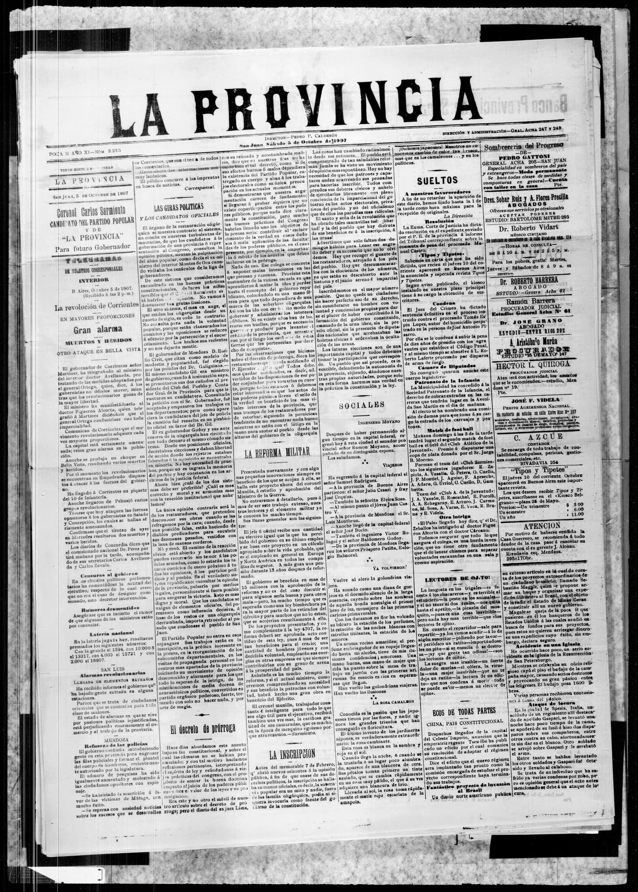 Portada · 5 de Octubre de 1907