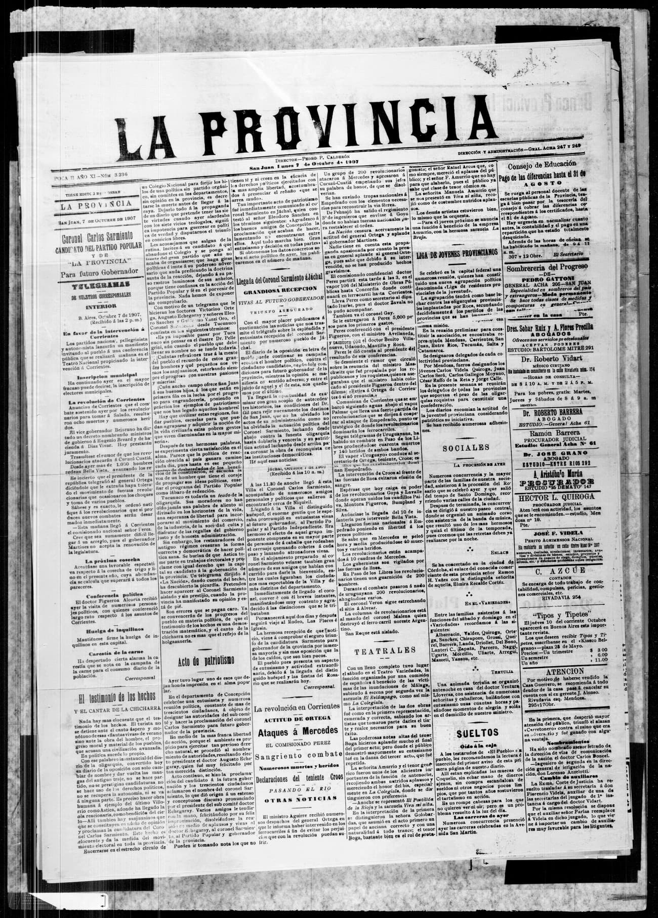 Portada · 7 de Octubre de 1907