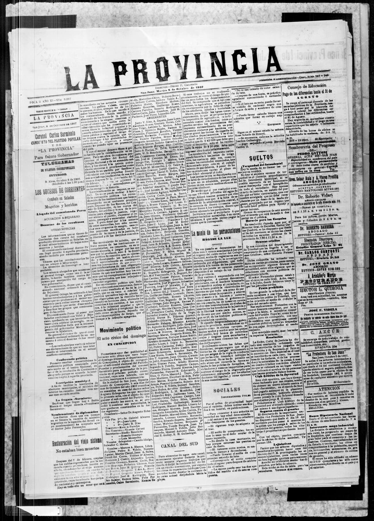Portada · 8 de Octubre de 1907