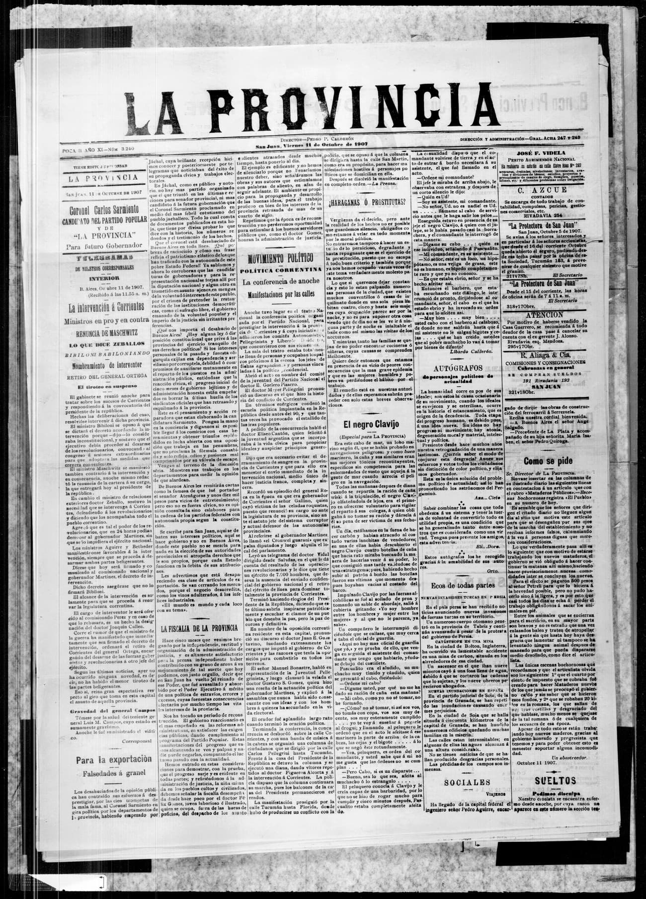 Portada · 11 de Octubre de 1907