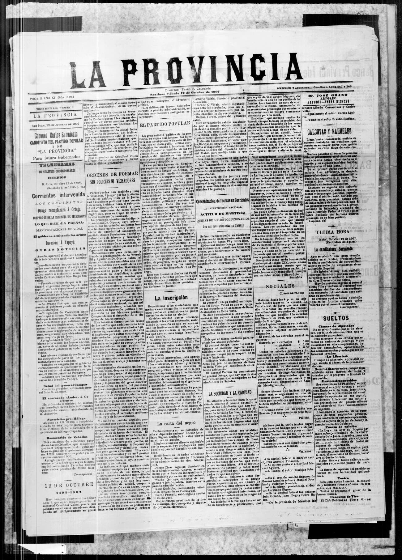 Portada · 12 de Octubre de 1907