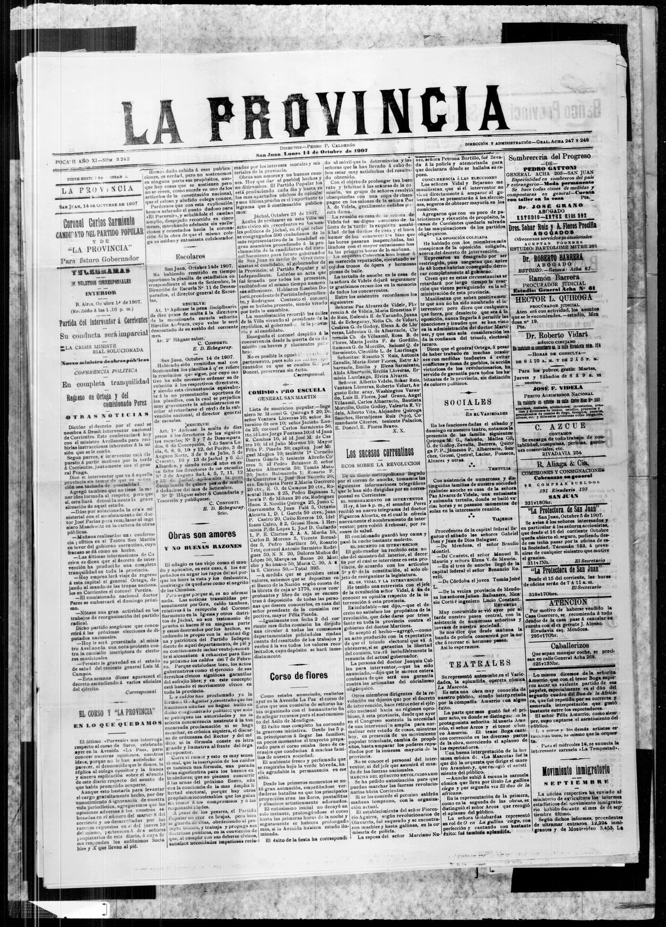Portada · 14 de Octubre de 1907