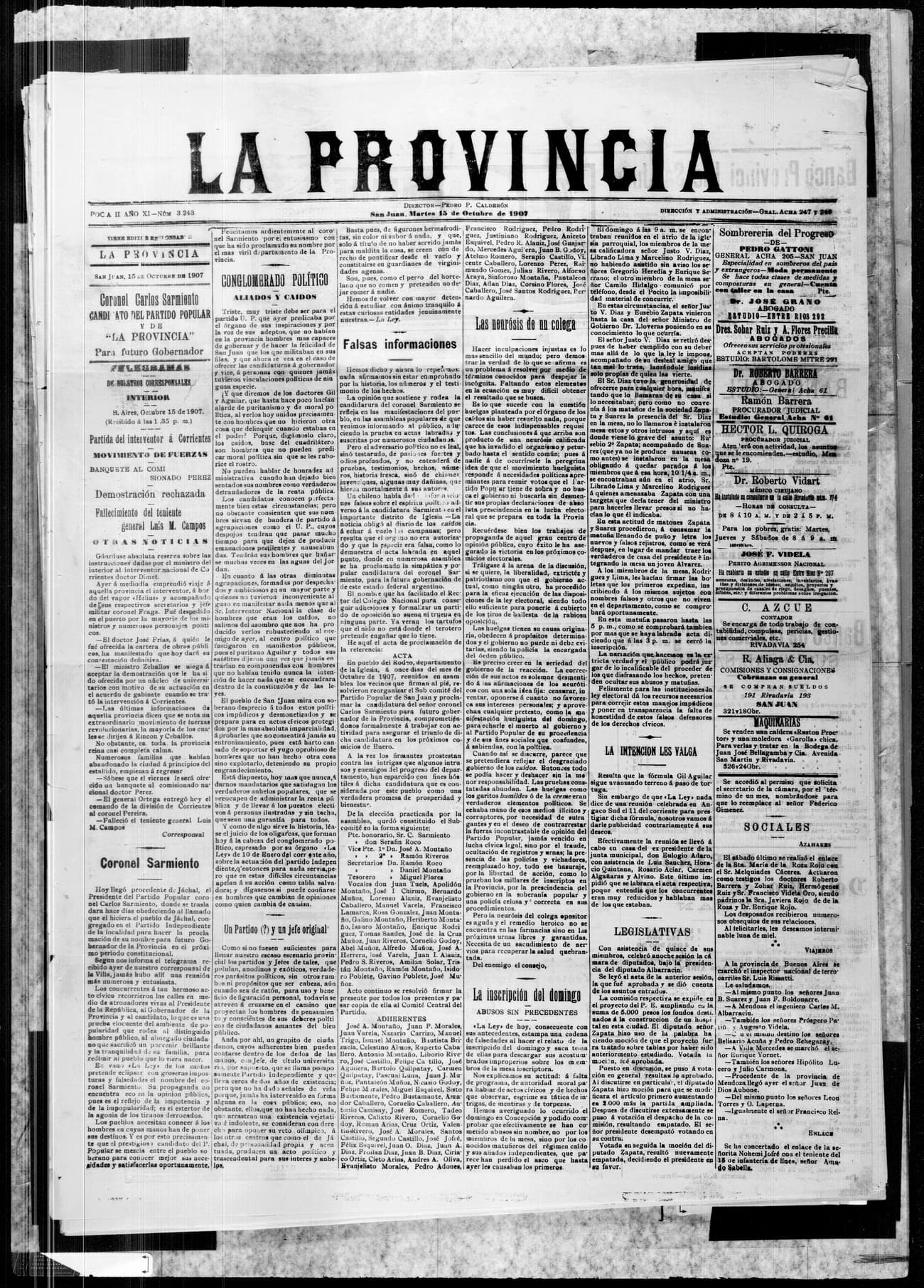 Portada · 13 de Octubre de 1907