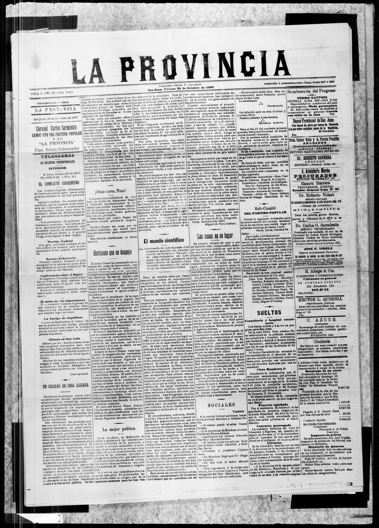 Portada · 23 de Octubre de 1907