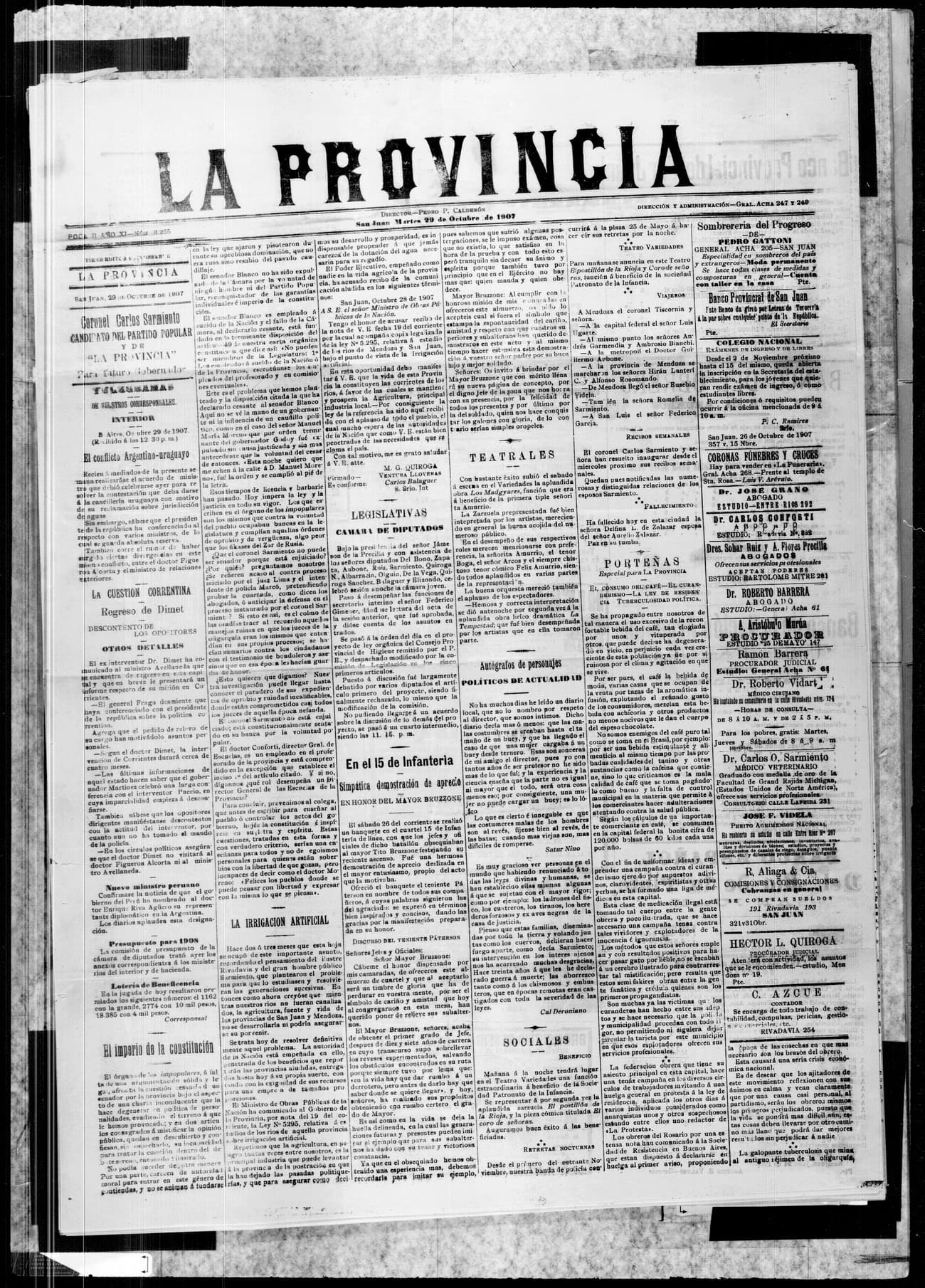 Portada · 29 de Octubre de 1907