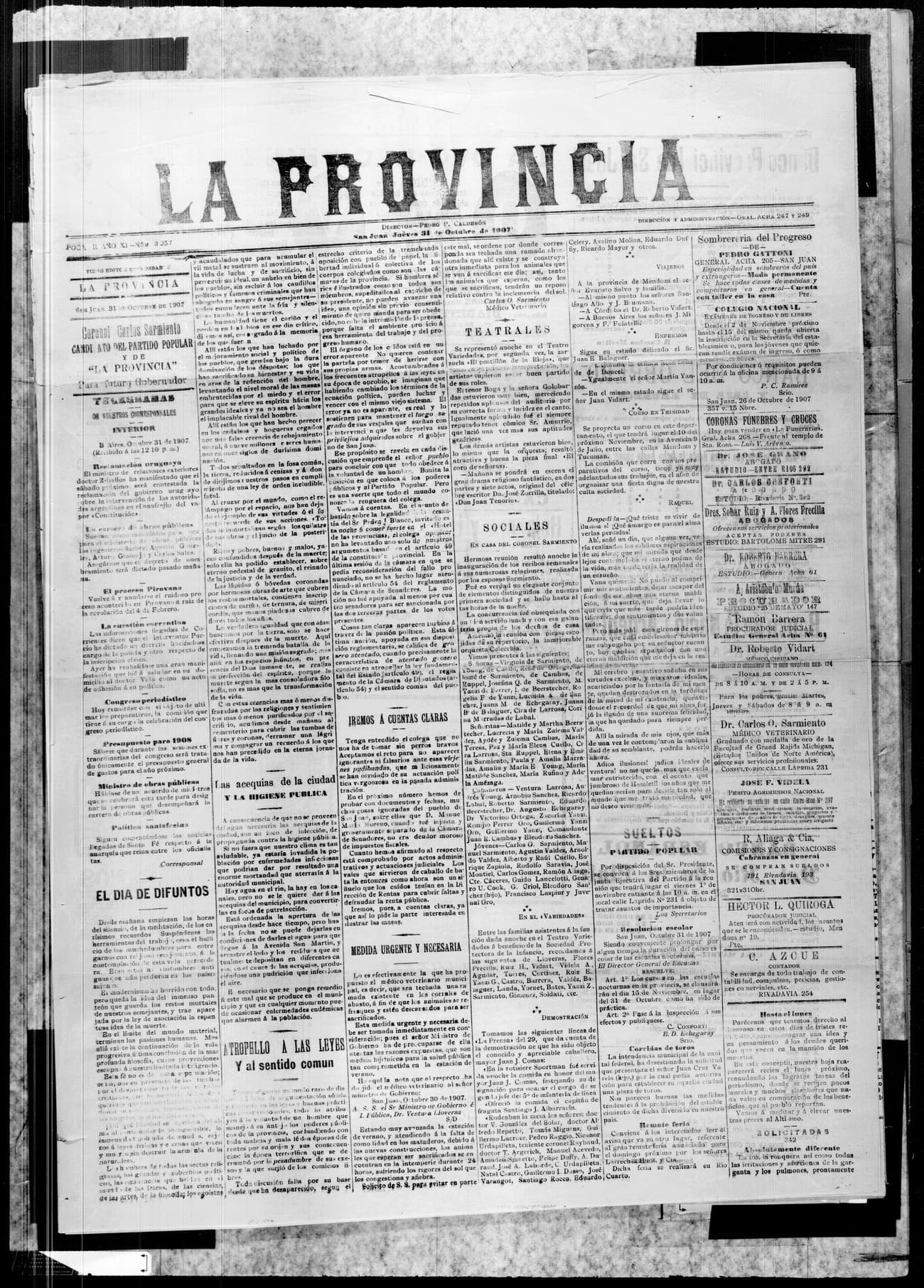 Portada · 31 de Octubre de 1907