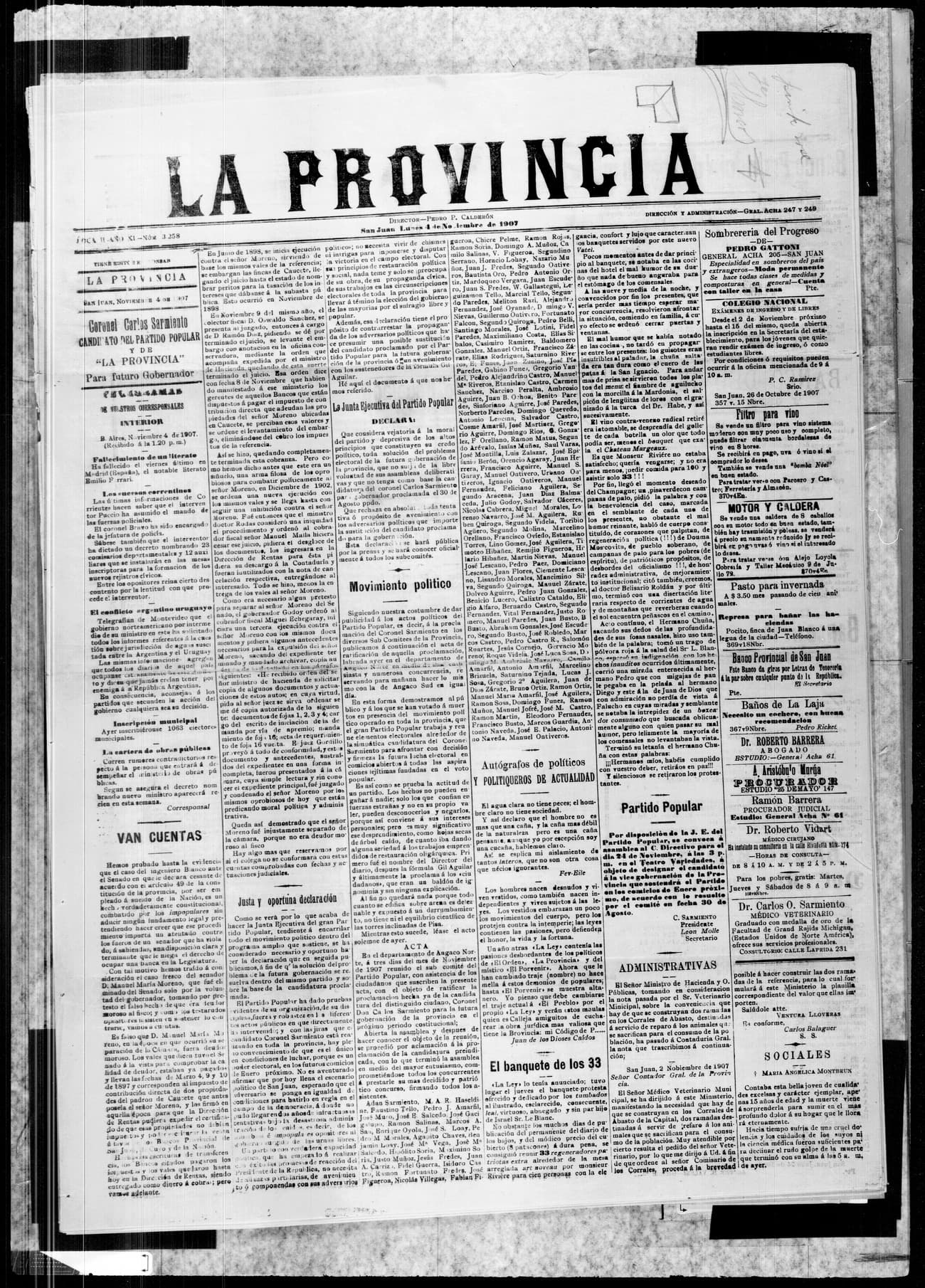 Portada · 4 de Noviembre de 1907