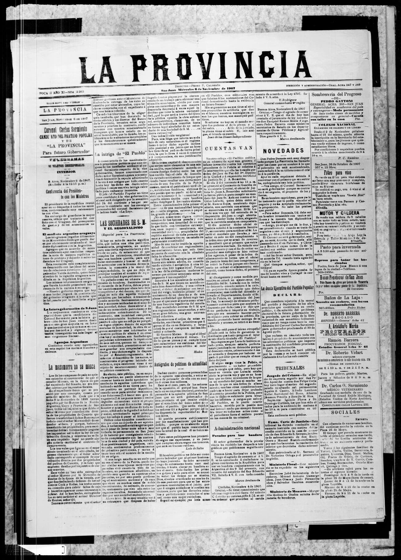 Portada · 6 de Noviembre de 1907
