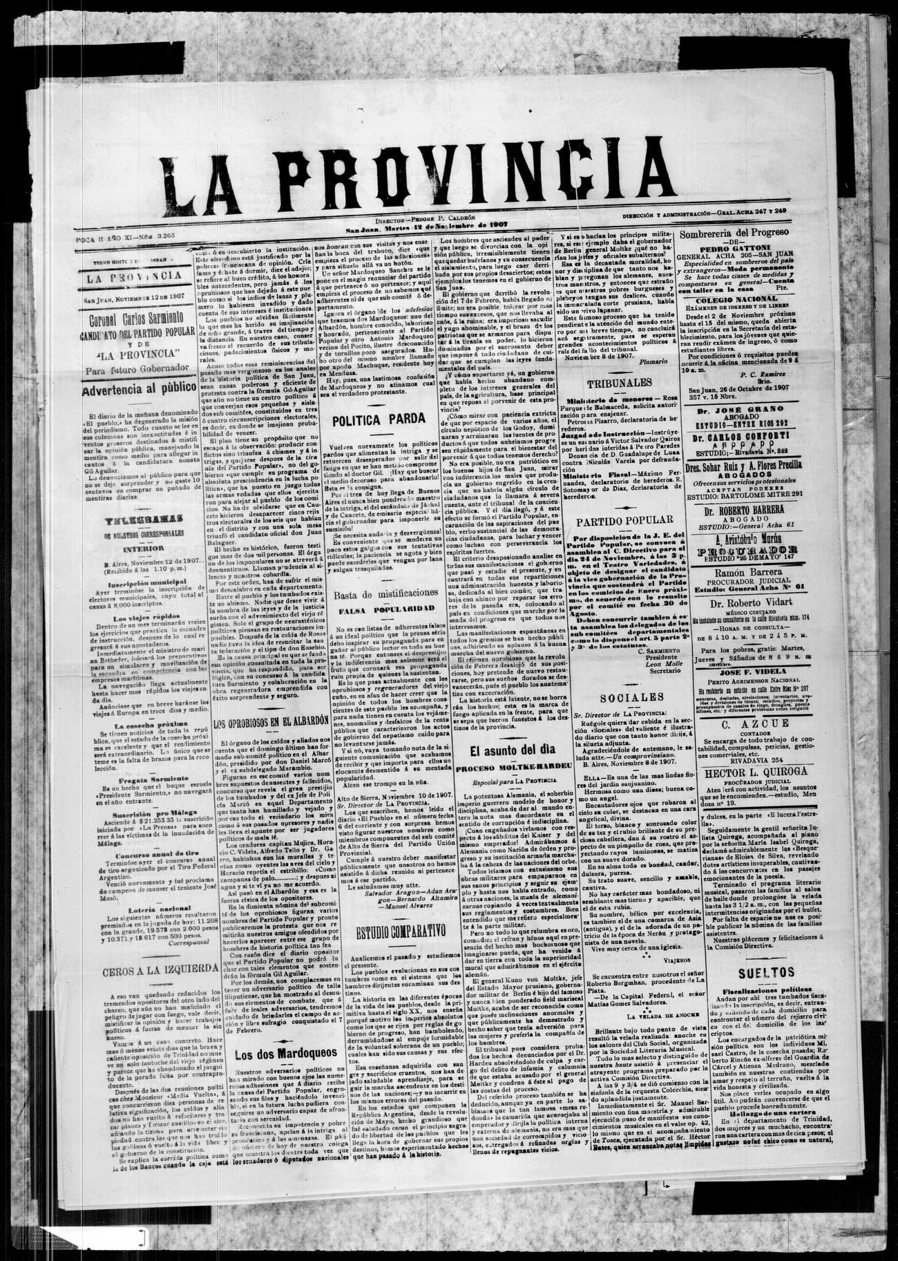 Portada · 12 de Noviembre de 1907