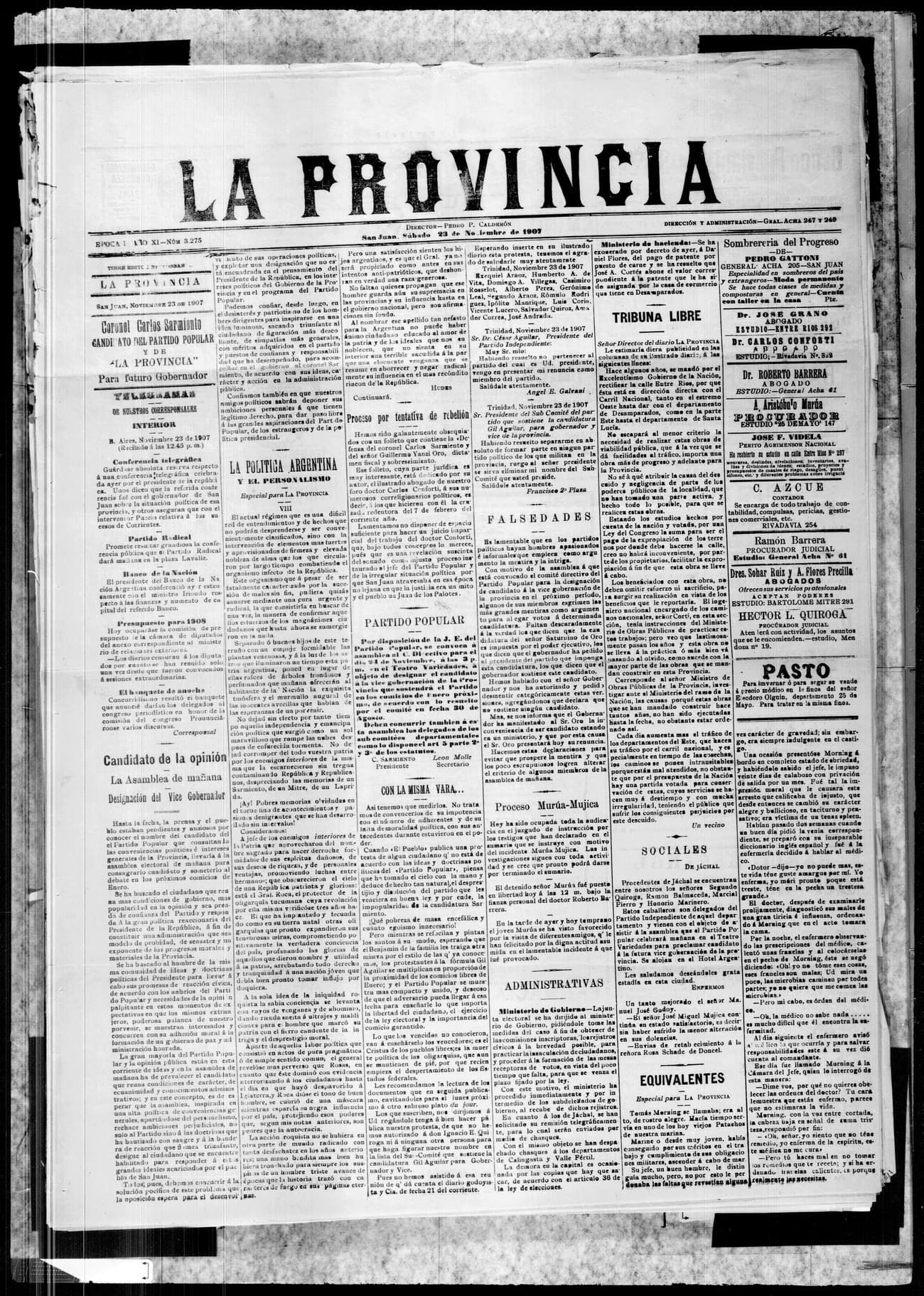 Portada · 23 de Noviembre de 1907
