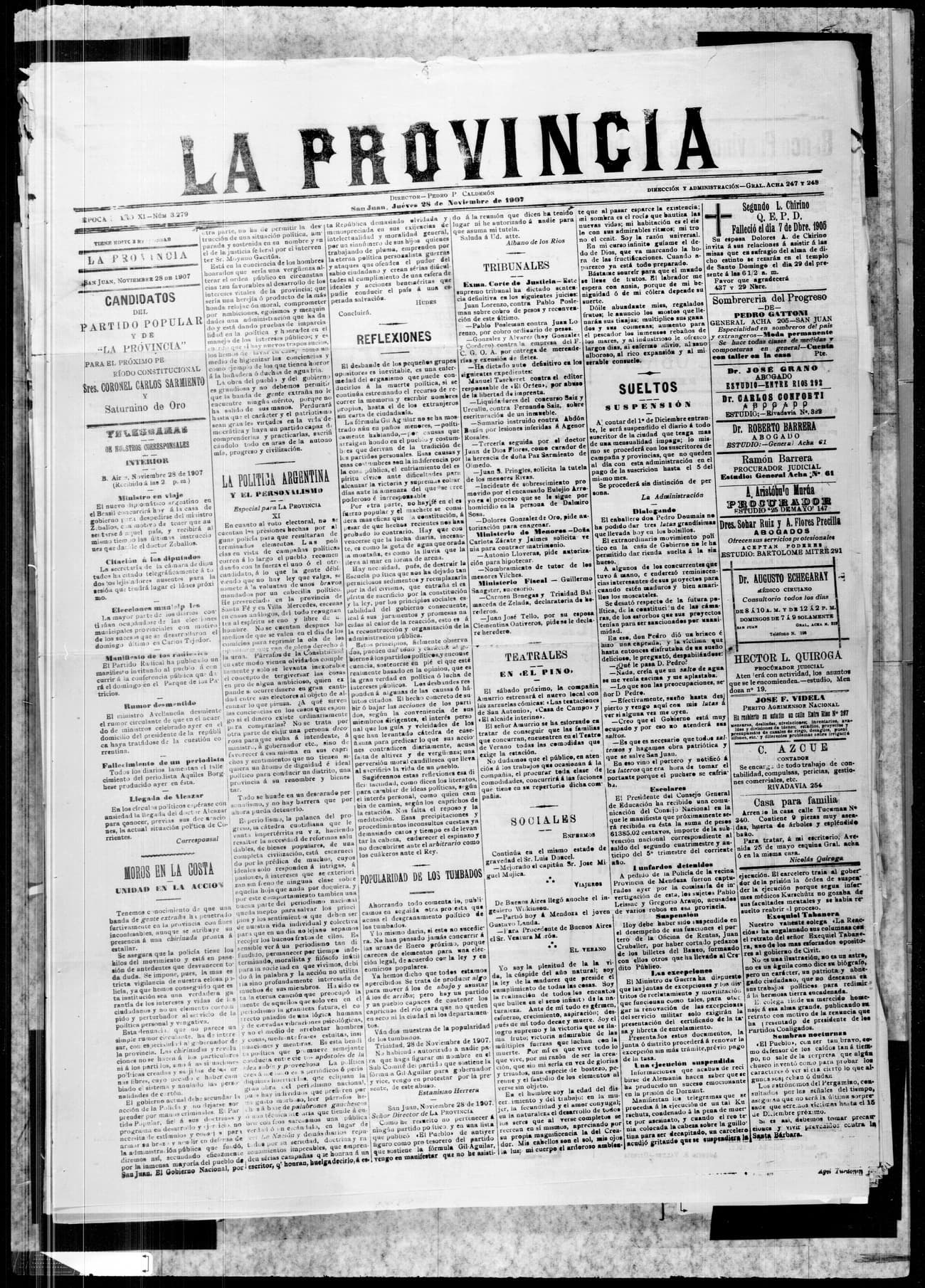 Portada · 28 de Noviembre de 1907