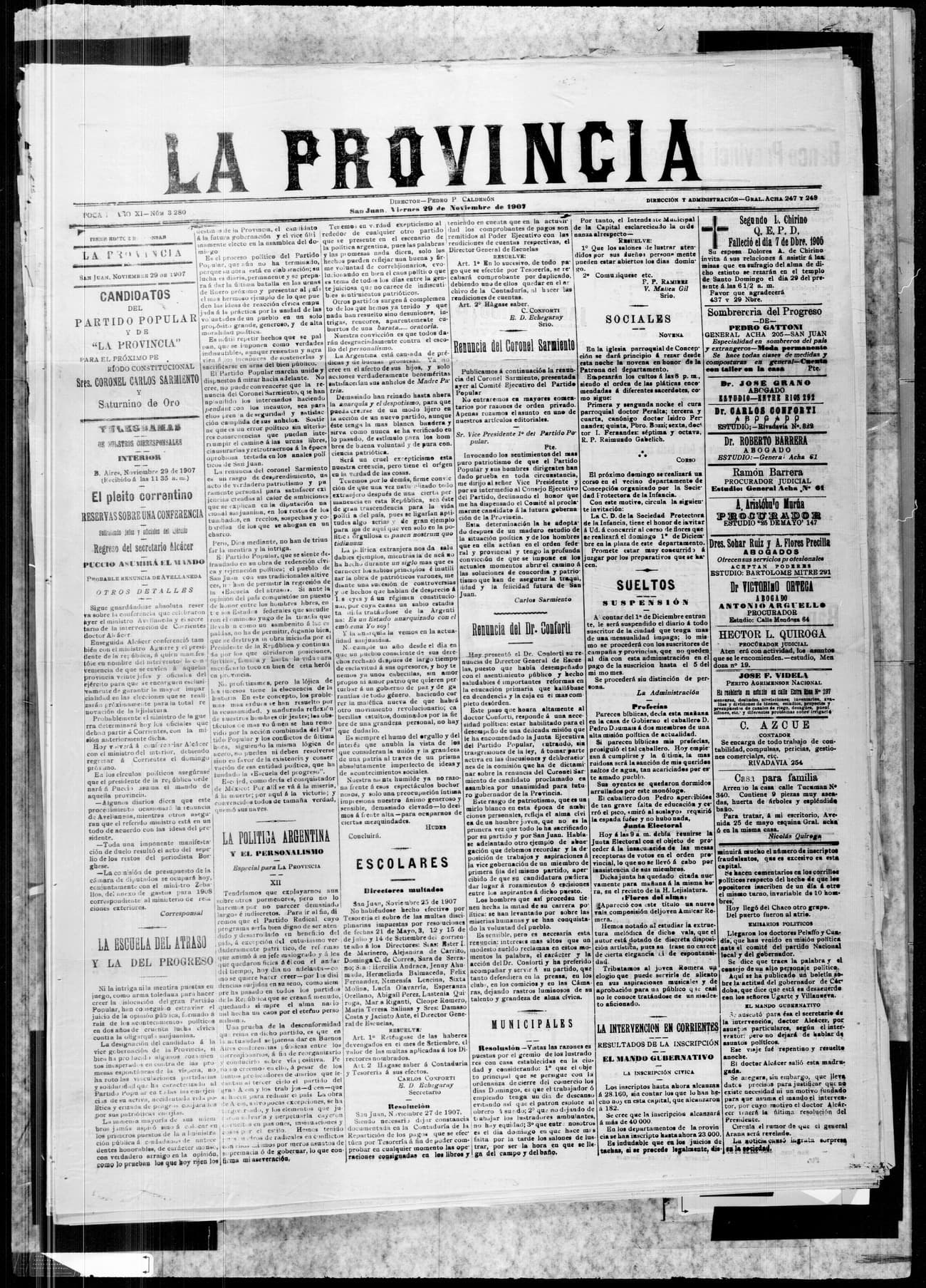 Portada · 29 de Noviembre de 1907