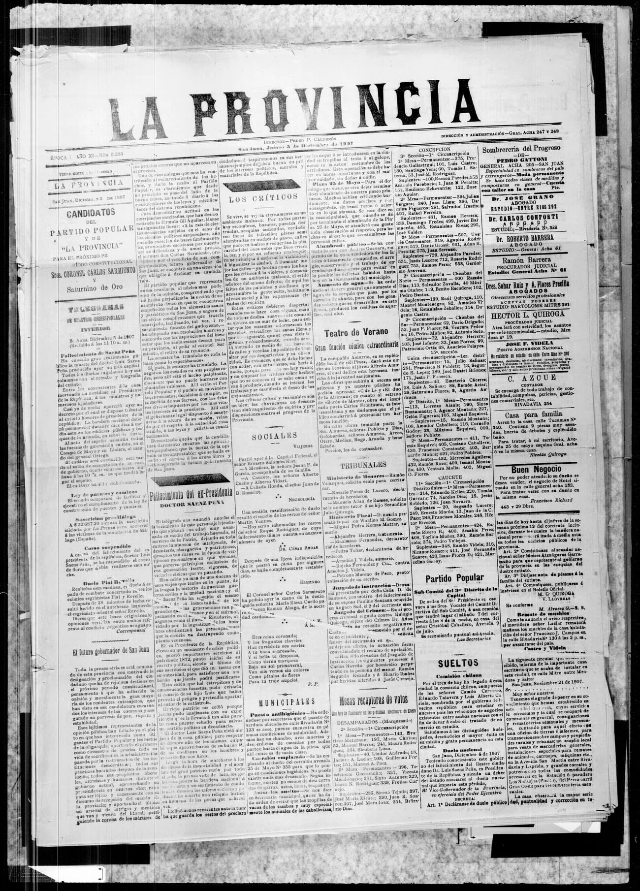 Portada · 5 de Diciembre de 1907