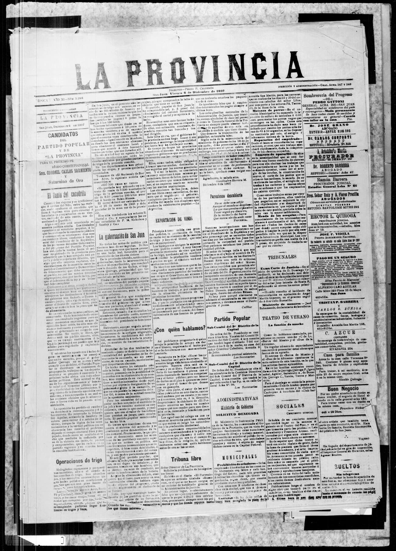 Portada · 6 de Diciembre de 1907