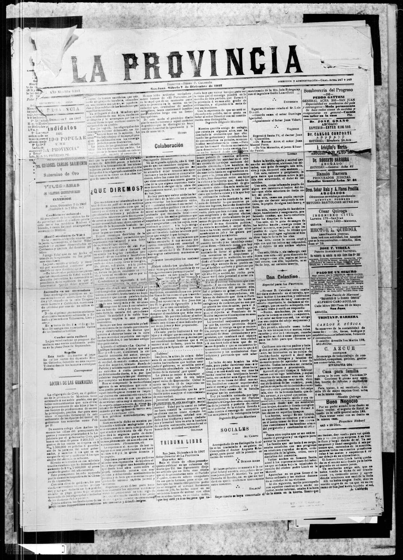 Portada · 7 de Diciembre de 1907