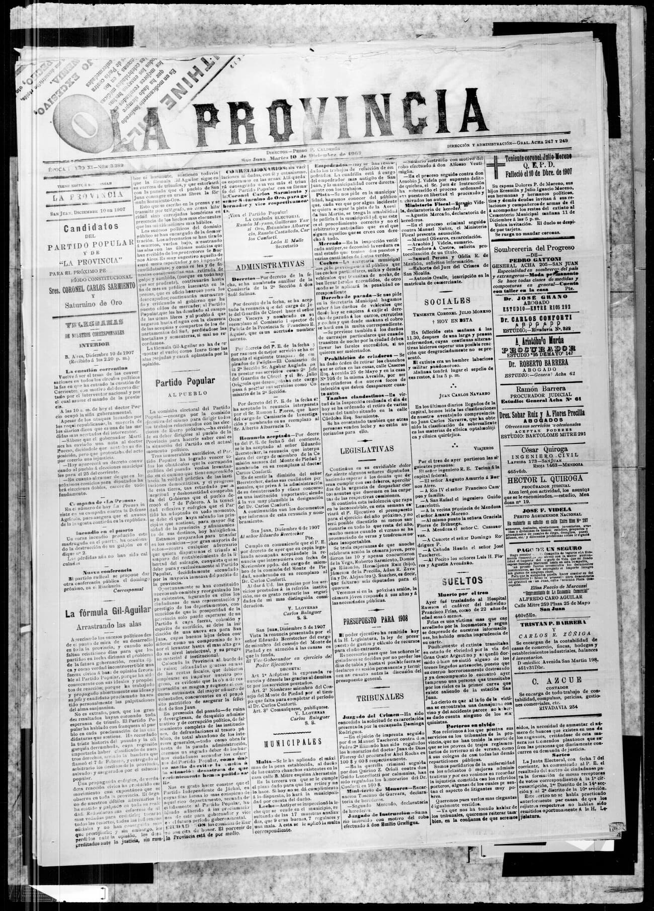 Portada · 10 de Diciembre de 1907