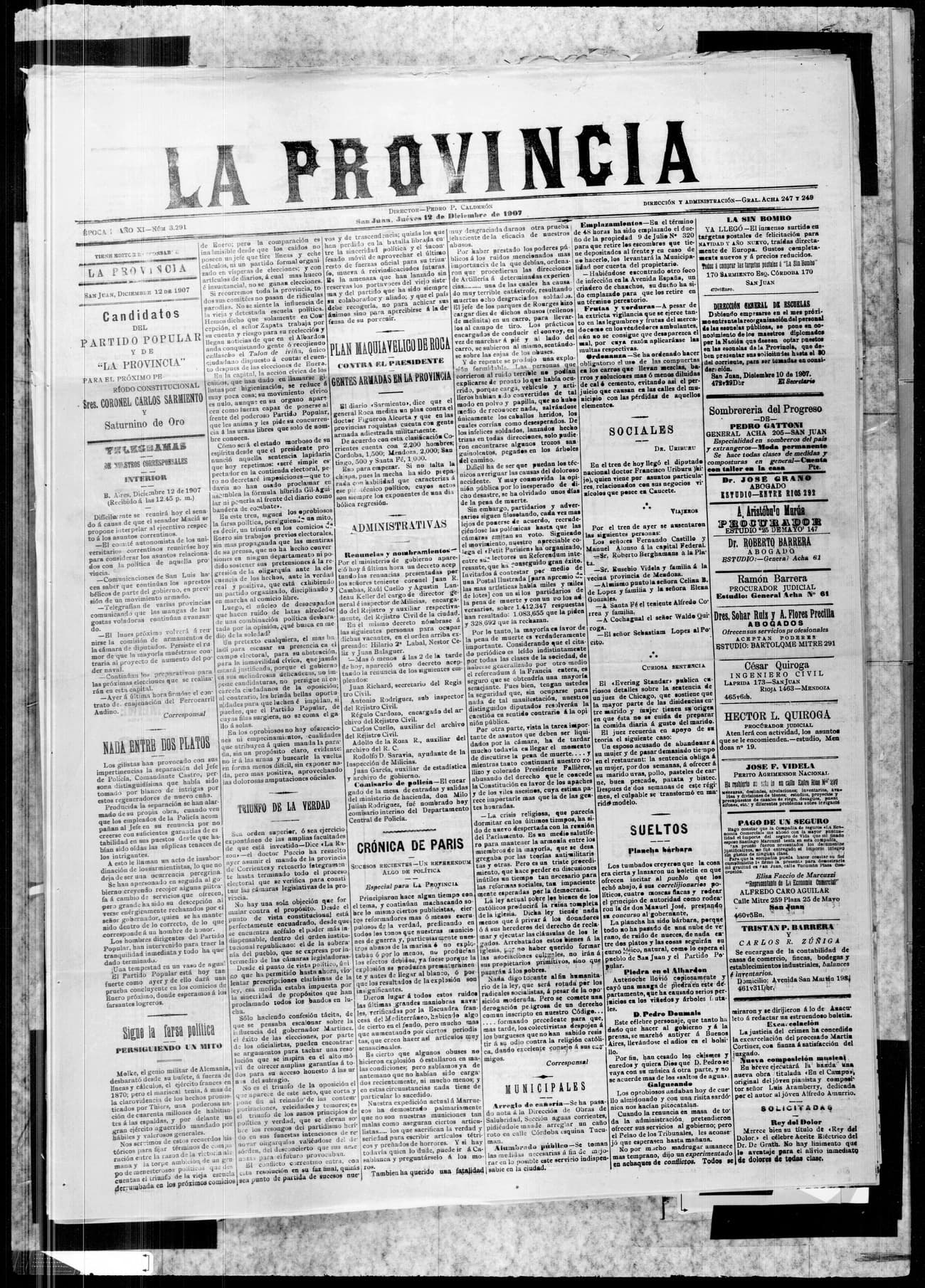Portada · 12 de Diciembre de 1907