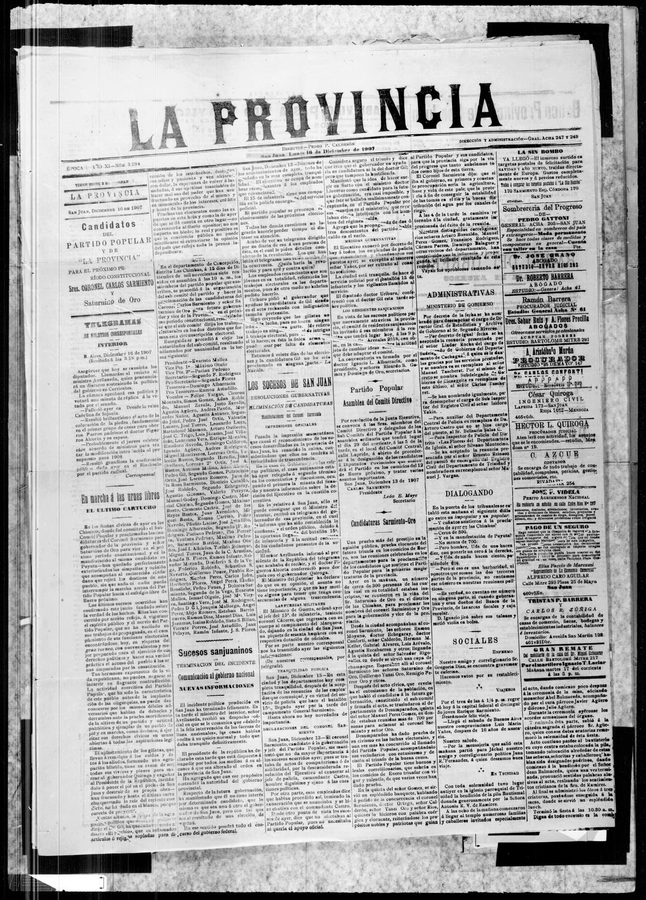 Portada · 16 de Diciembre de 1907