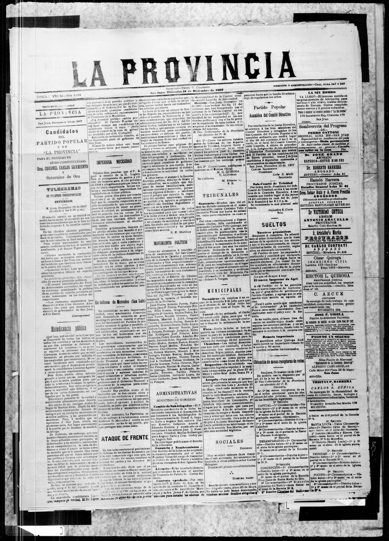 Portada · 18 de Diciembre de 1907