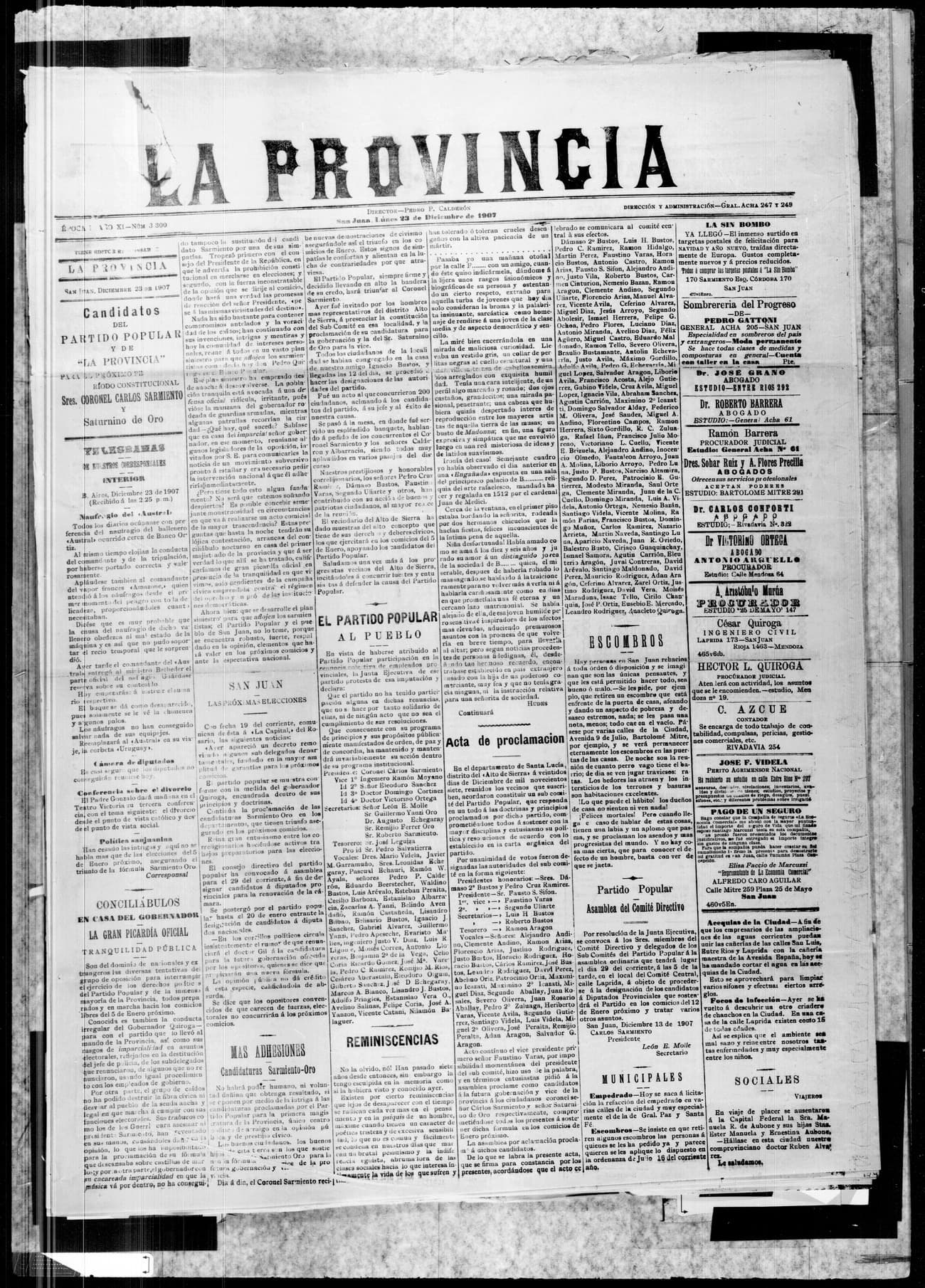 Portada · 23 de Diciembre de 1907