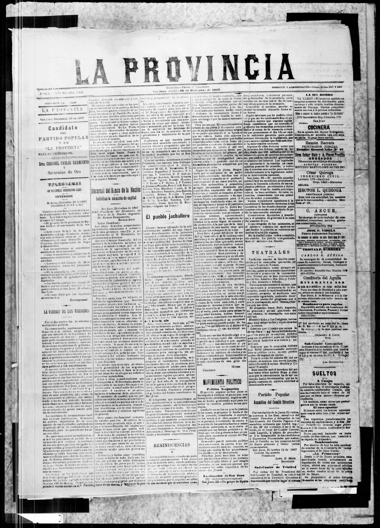 Portada · 26 de Diciembre de 1907