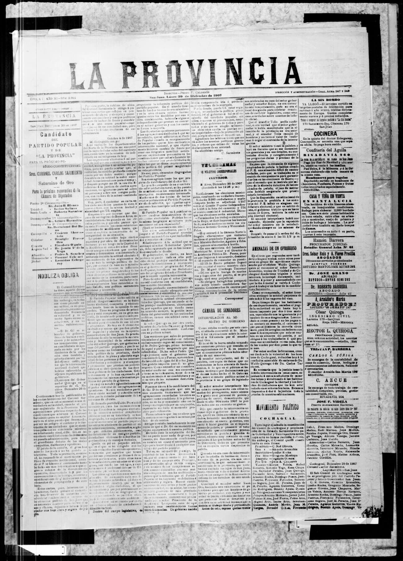 Portada · 30 de Diciembre de 1907