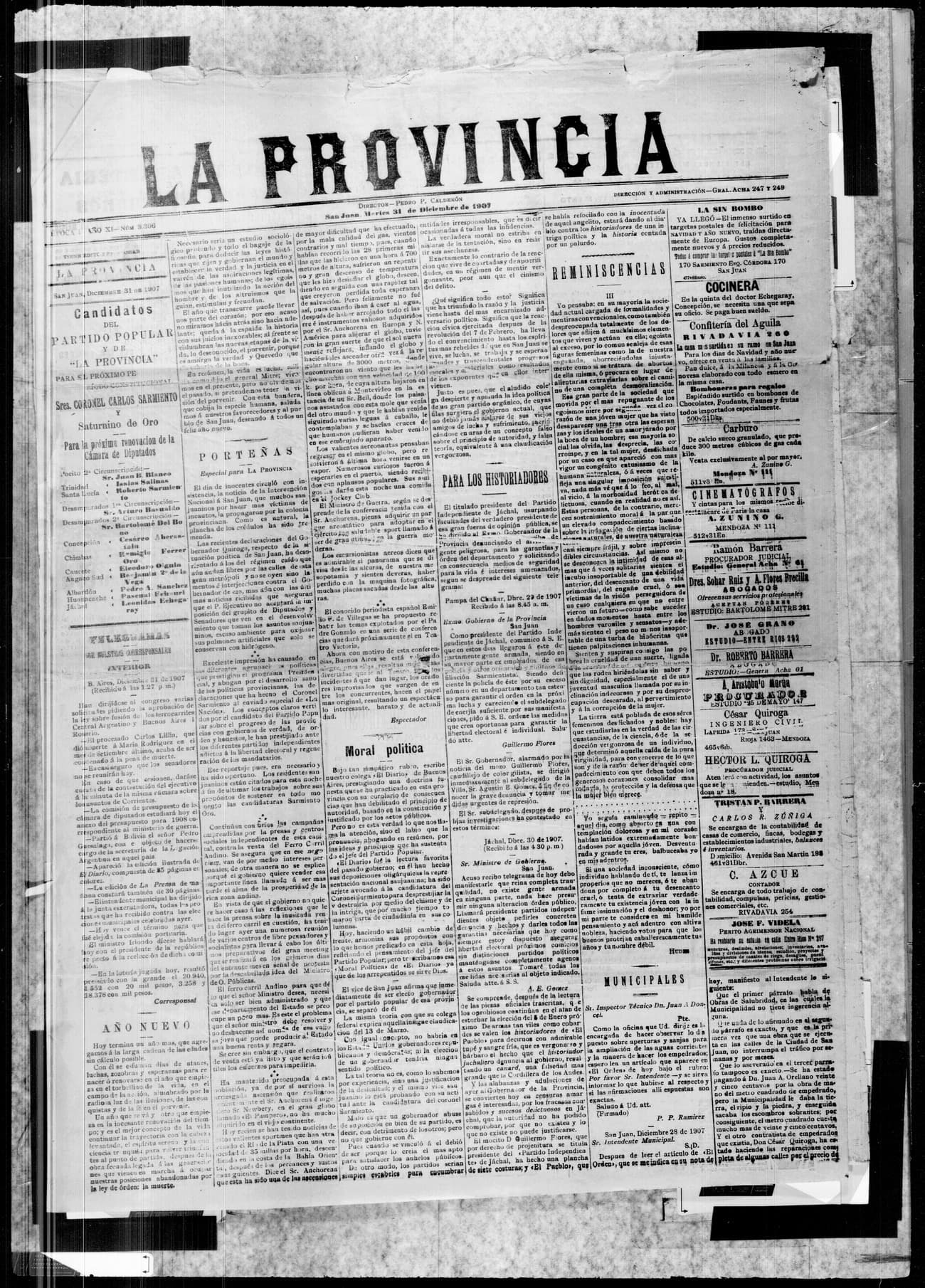 Portada · 31 de Diciembre de 1907