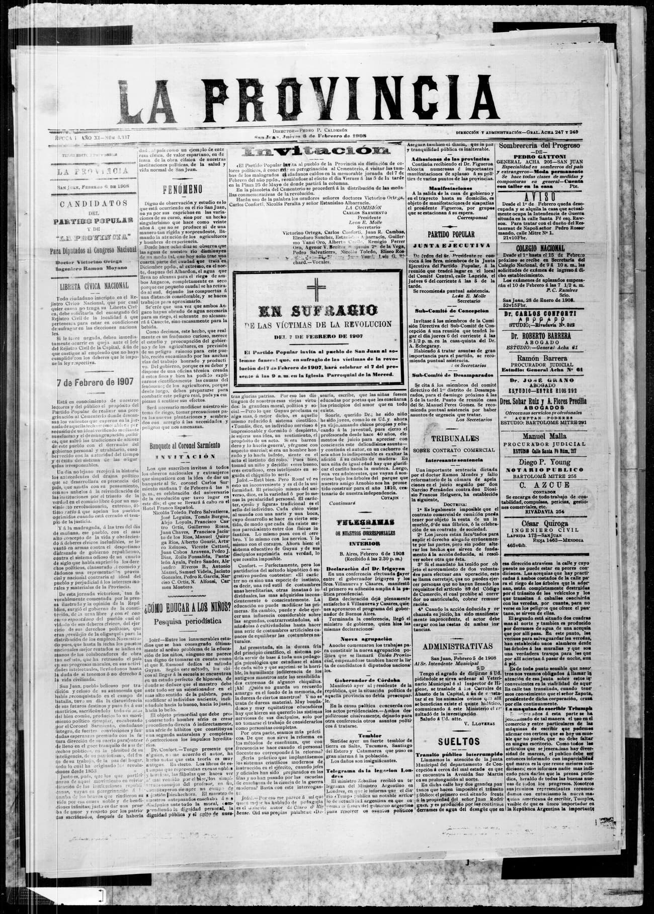 Portada · 6 de Febrero de 1908
