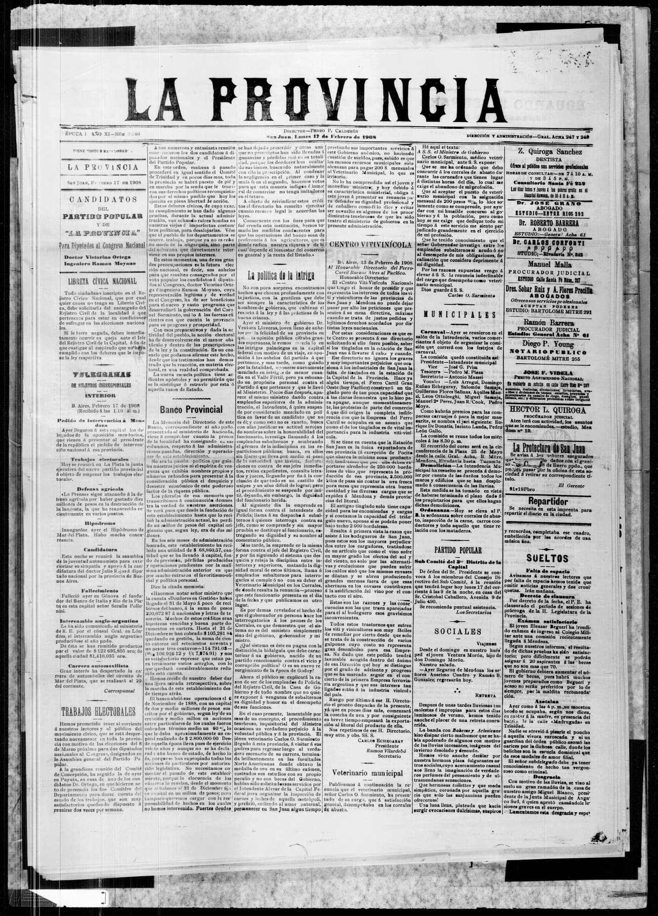 Portada · 17 de Febrero de 1908
