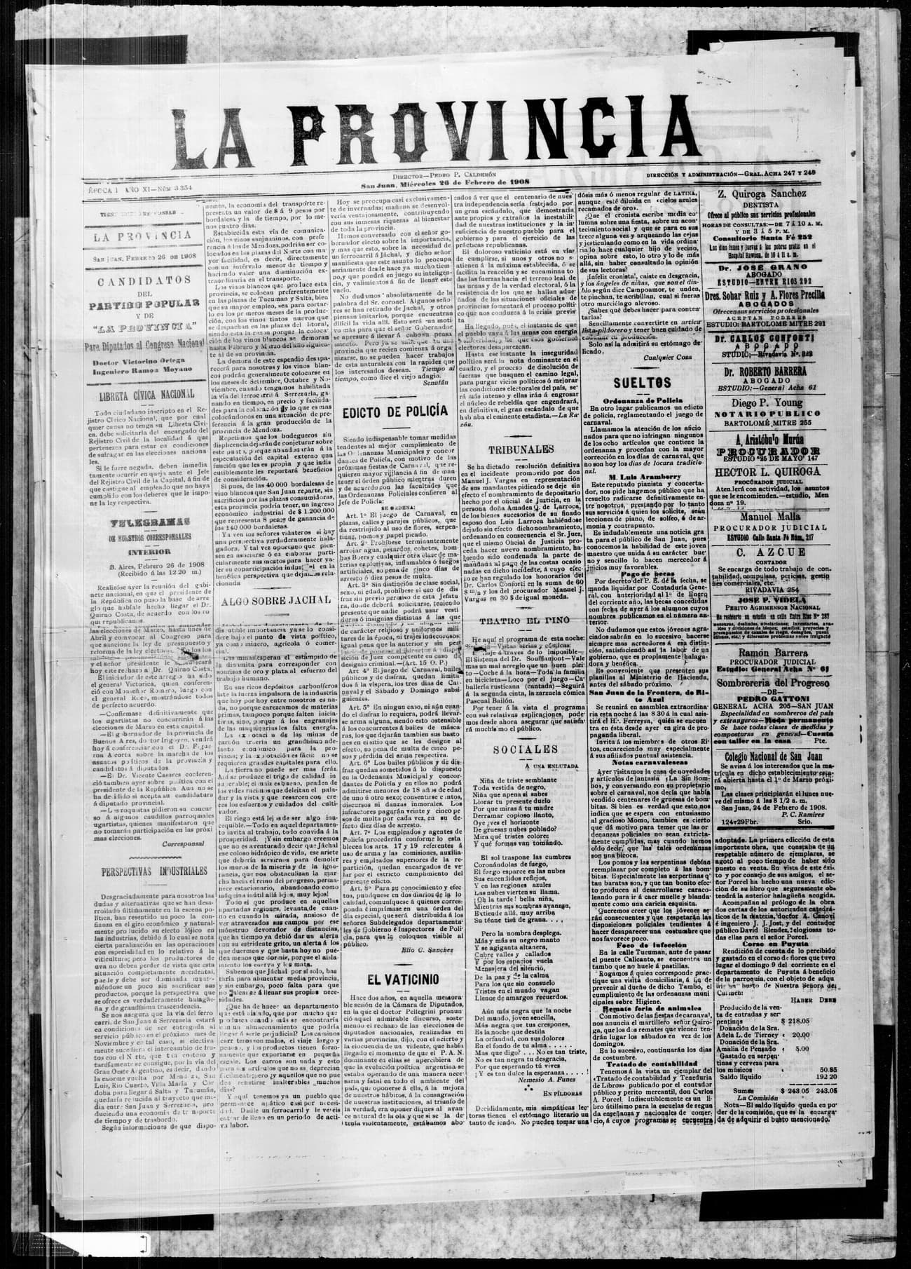 Portada · 26 de Febrero de 1908