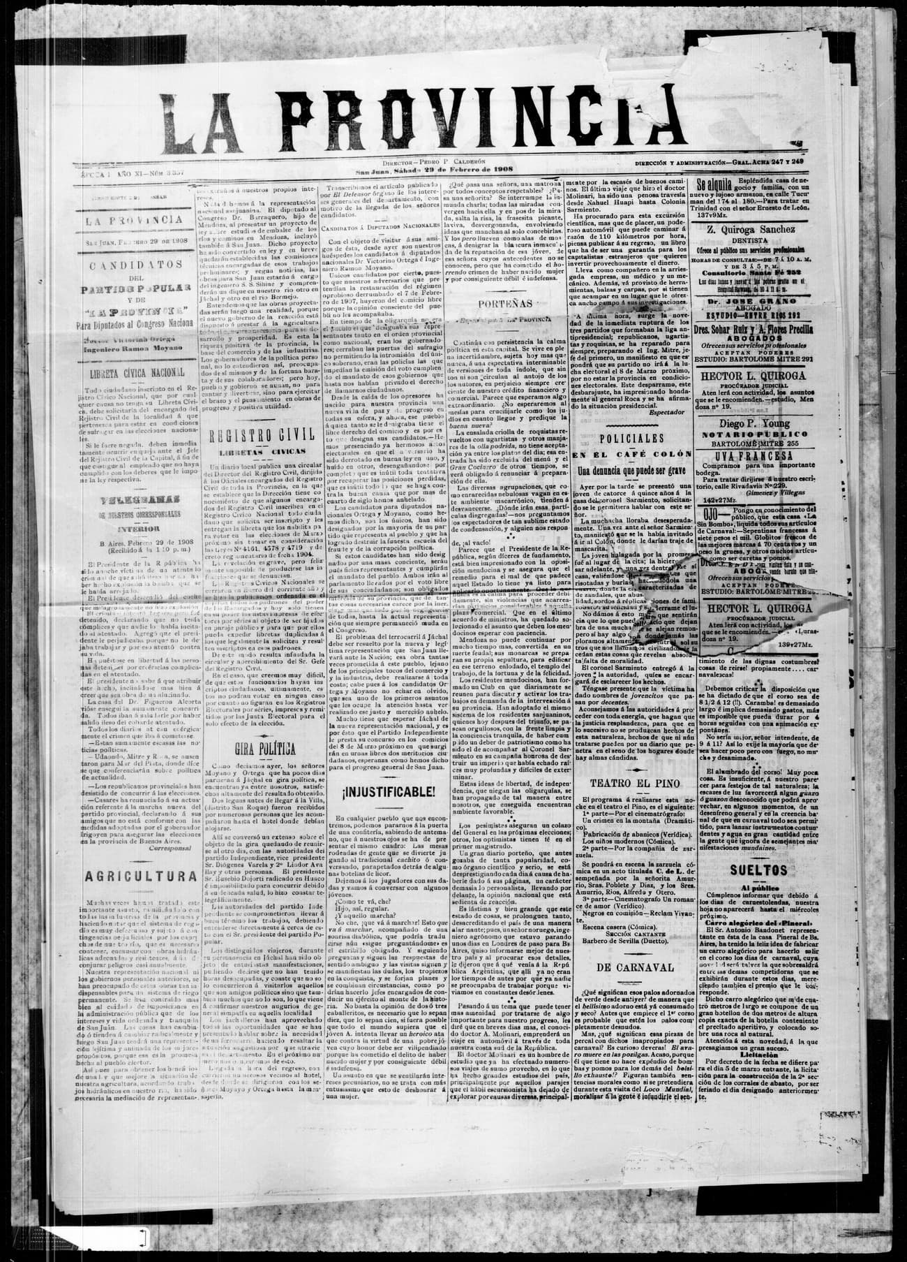 Portada · 29 de Febrero de 1908