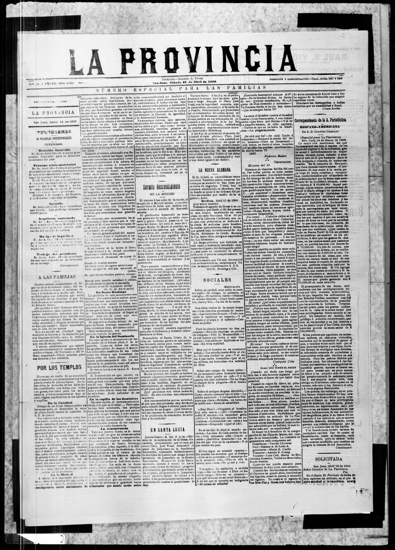 Portada · 18 de Abril de 1908